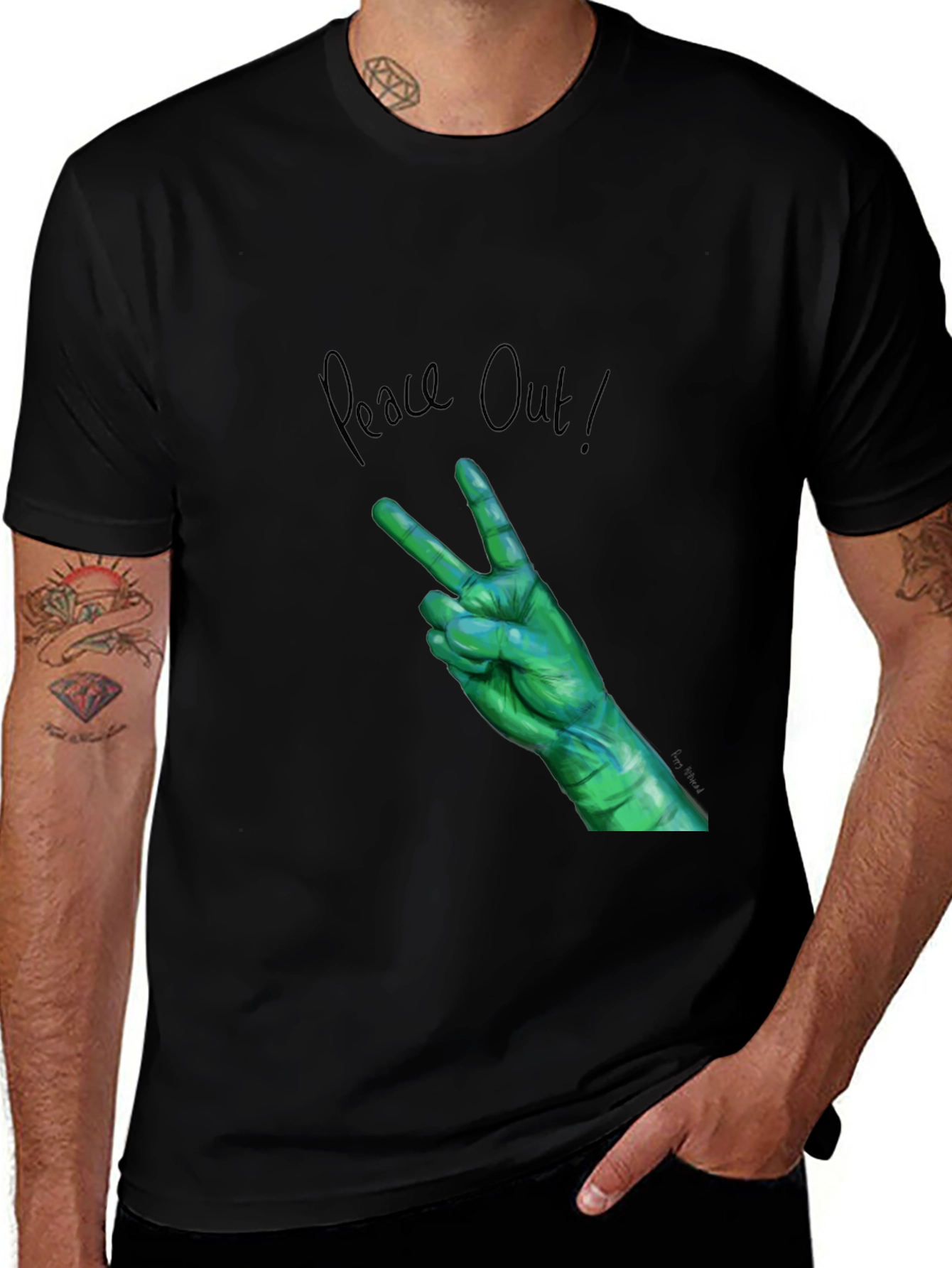 Variant 7 of Peace Out Green Hand Graphic Tee