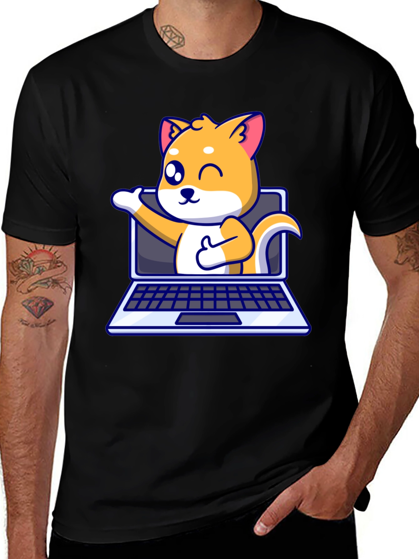 Funny Dog Laptop T-Shirt - Shiba Inu Lover Tee