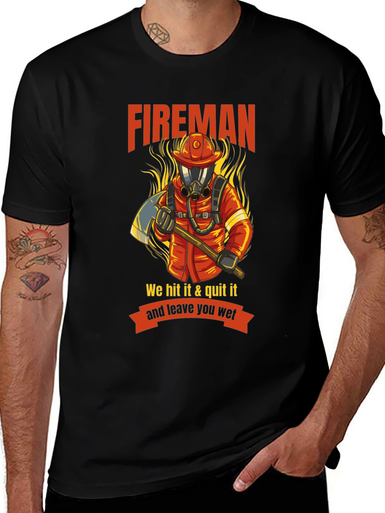 Variant 17 of Fireman Graphic T-Shirt - We Hit It & Quit It