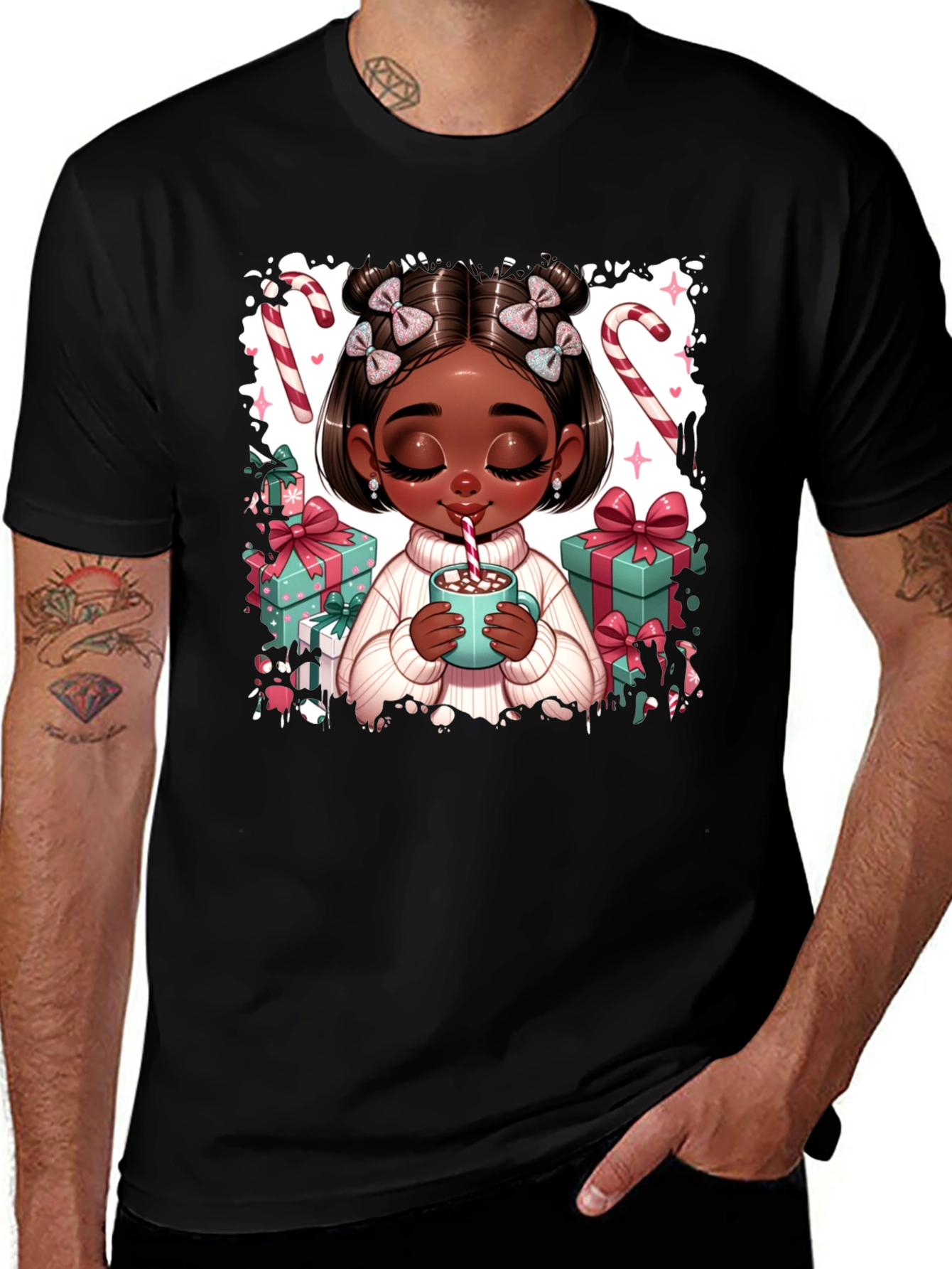 Variant 2 of Festive Girl with Cocoa Graphic Tee