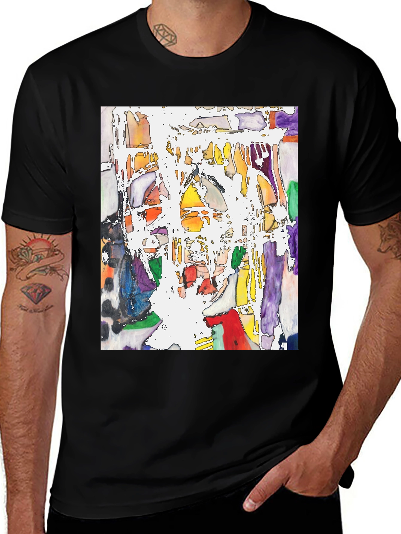 Variant 9 of Abstract Art Print Black Crew Neck T-Shirt