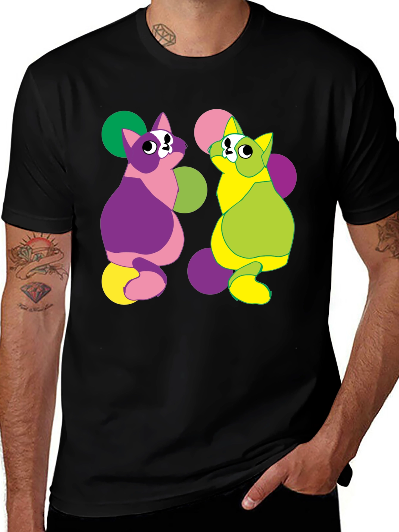 Variant 14 of Abstract Cat Graphic Tee - Funky Design