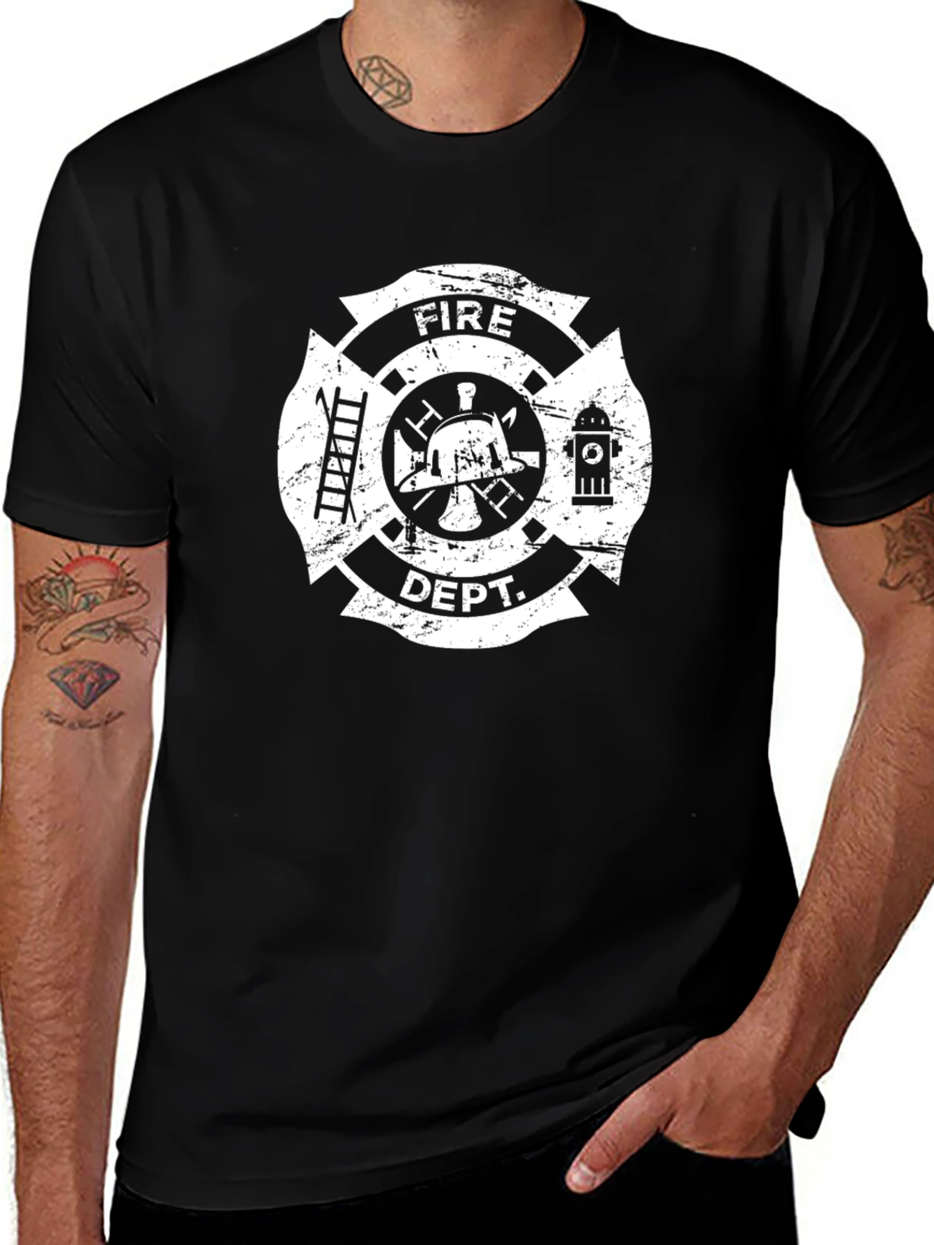Variant 25 of Fire Department T-Shirt - Black Cotton Tee
