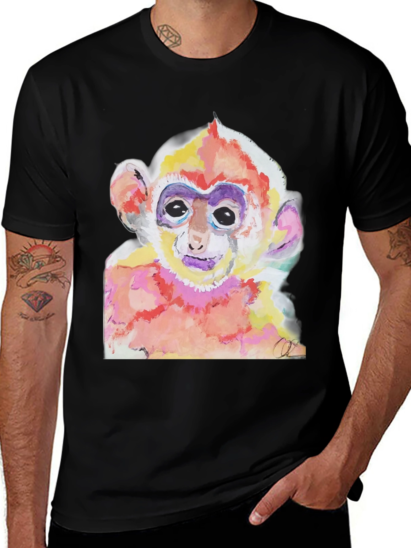 Variant 13 of Monkey Watercolor Graphic T-Shirt - Fun Trendy Tee