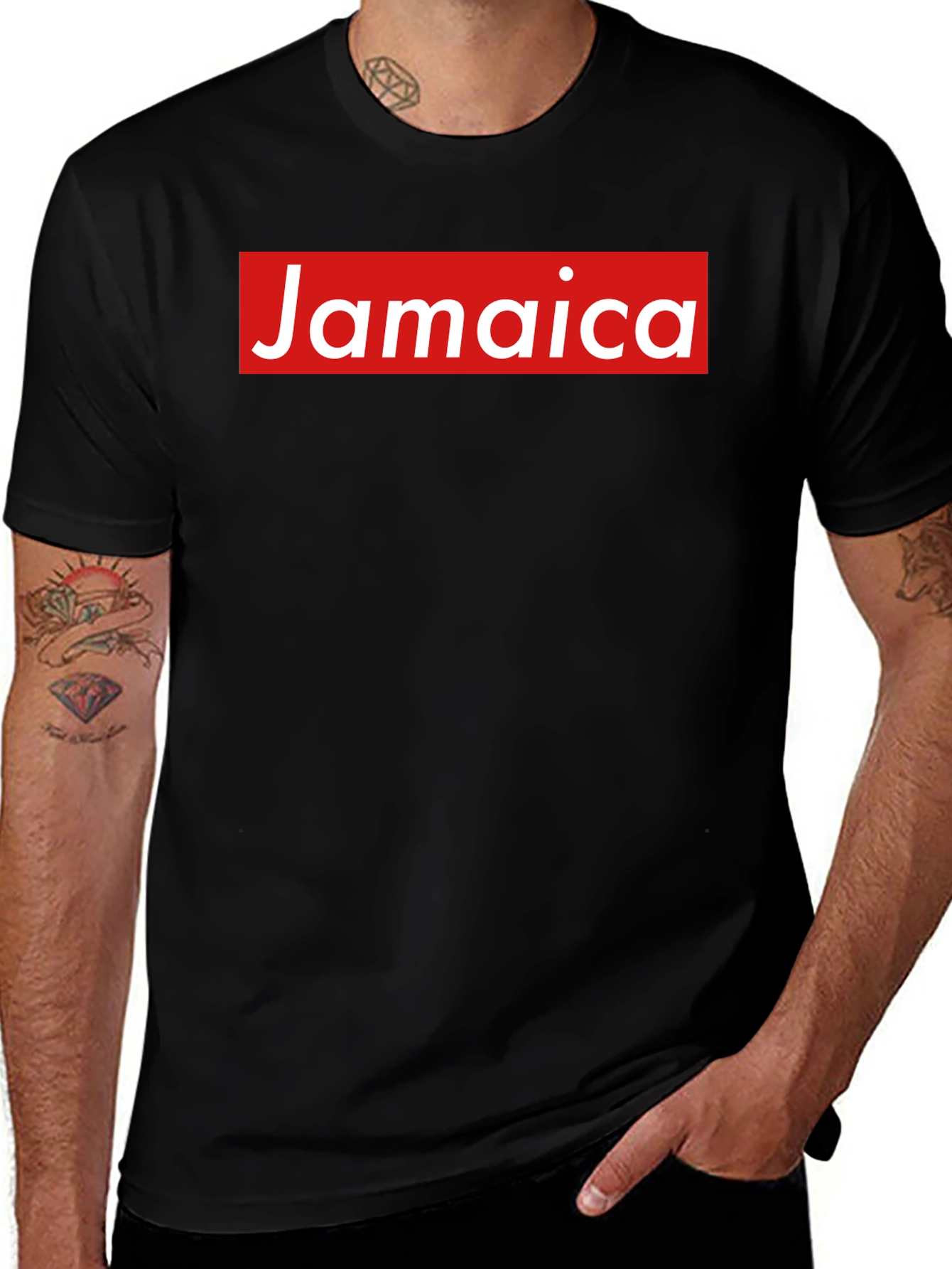Variant 24 of Jamaica Box Logo Graphic Tee - Classic Style