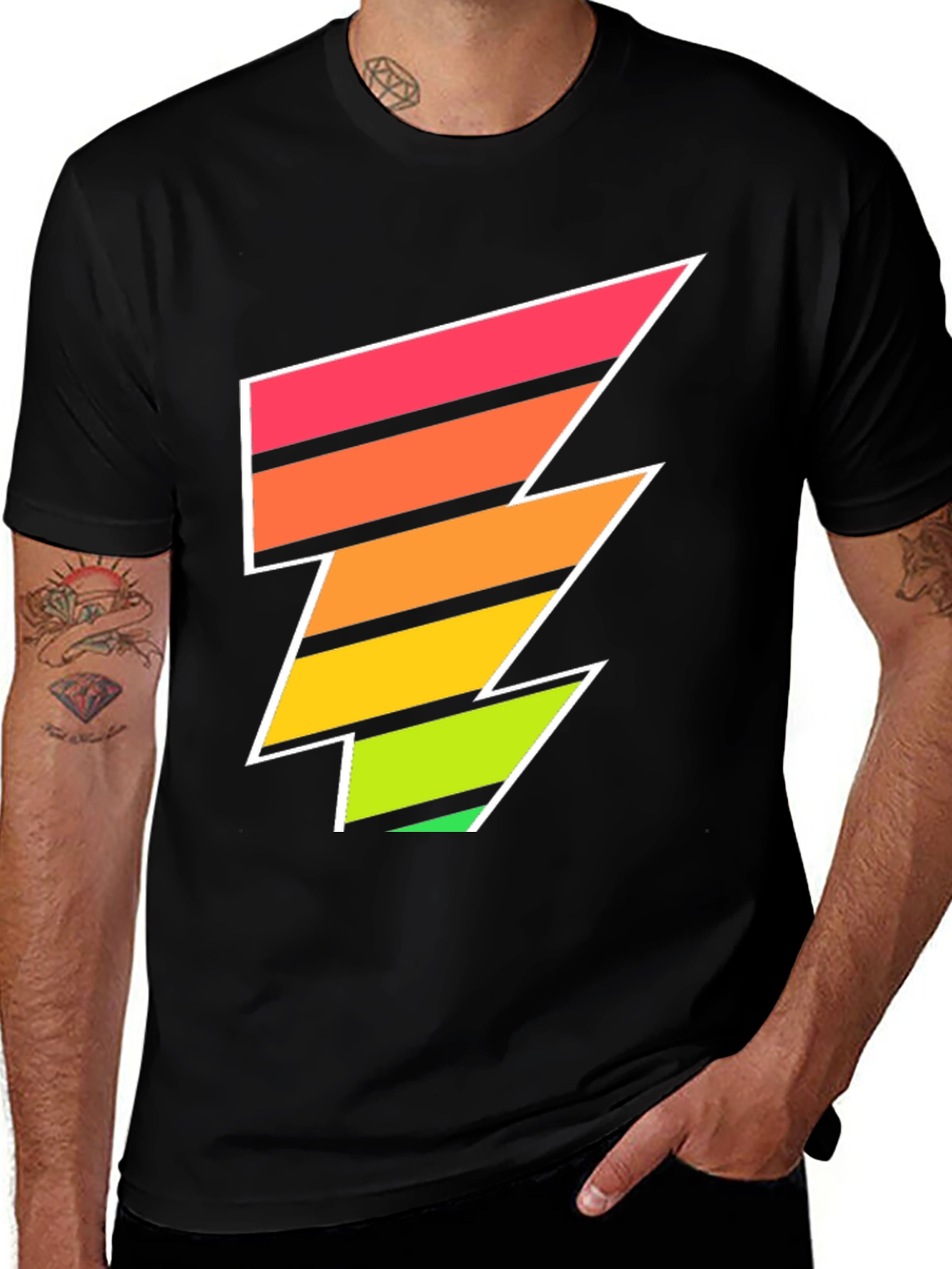 Variant 18 of Retro Lightning Bolt Tee - Black Graphic T-Shirt