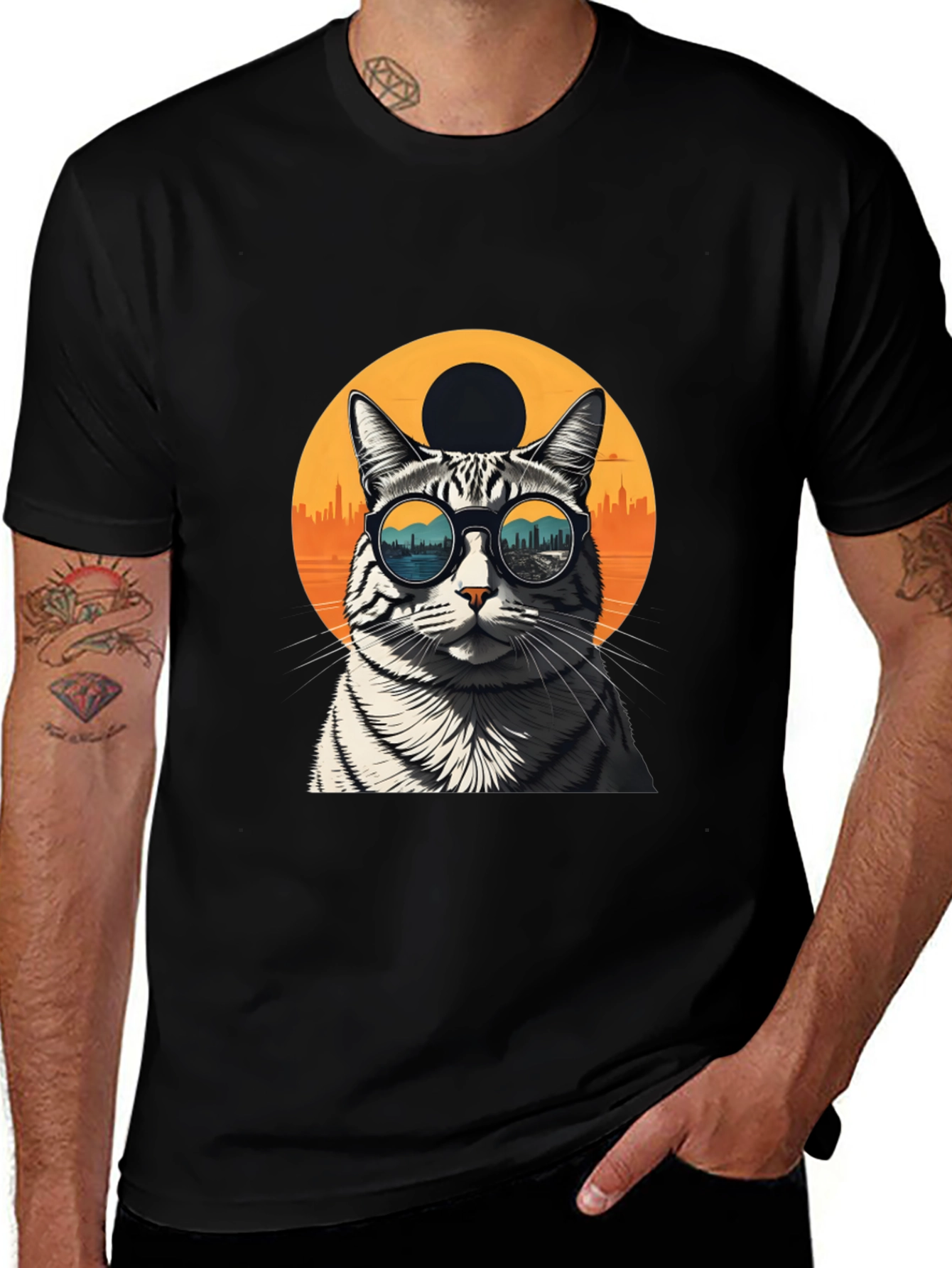 Variant 29 of Cool Cat Graphic Tee - Black