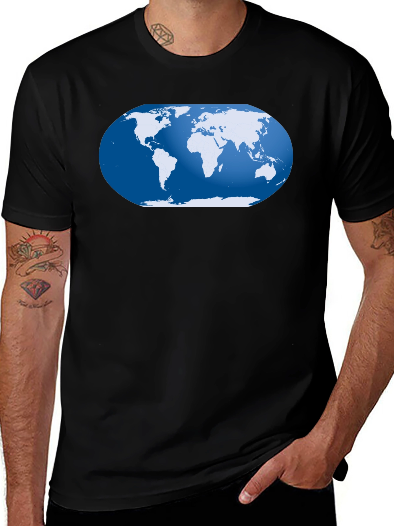 World Map Graphic Tee - Black