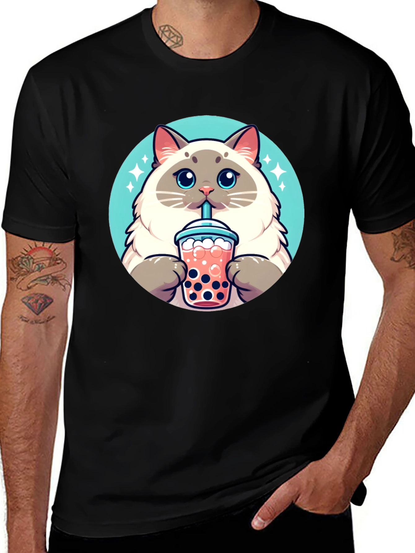 Variant 14 of Cute Cat Boba Tea T-Shirt - Unisex