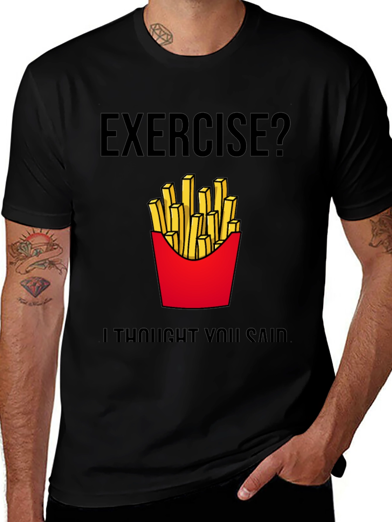 Variant 21 of Exercise? Fries T-Shirt - Funny Foodie Tee