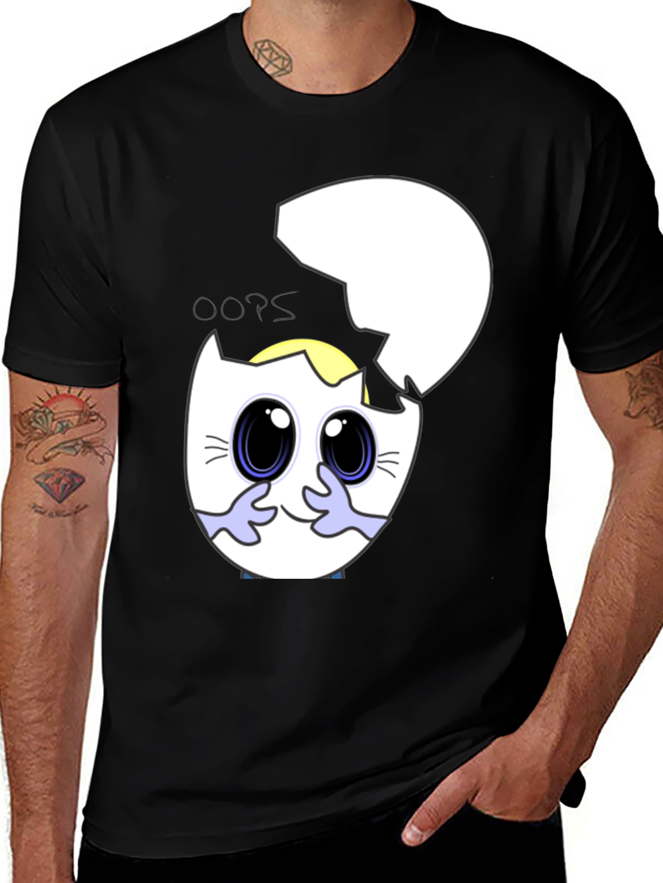 Variant 15 of Cute Egg Hatchling Graphic Print Black T-Shirt