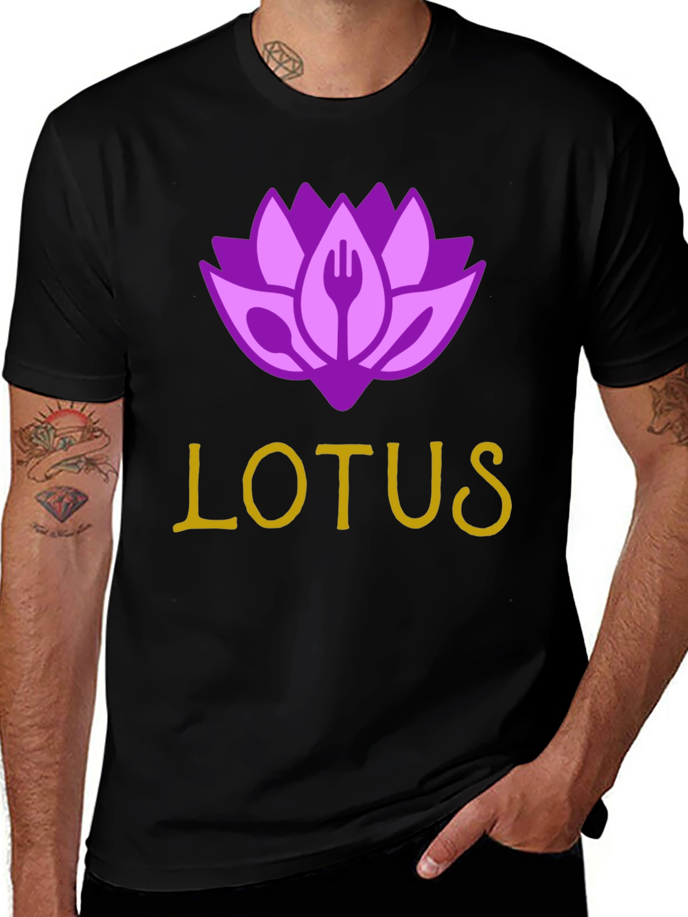 Variant 7 of Lotus Restaurant T-Shirt - Black Cotton Blend