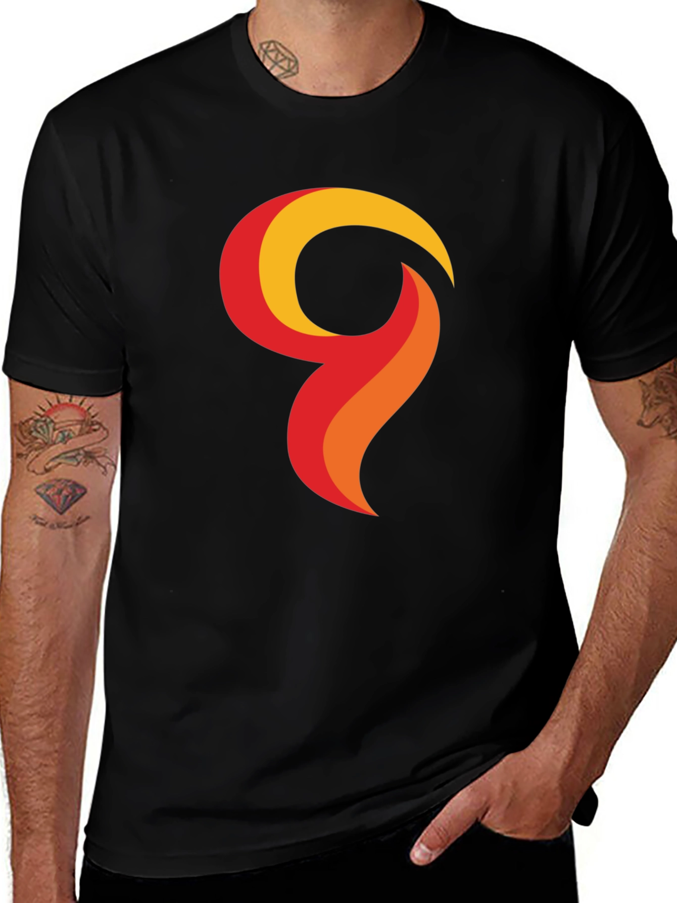 Variant 3 of Bold Graphic Tee - Abstract Flame Design