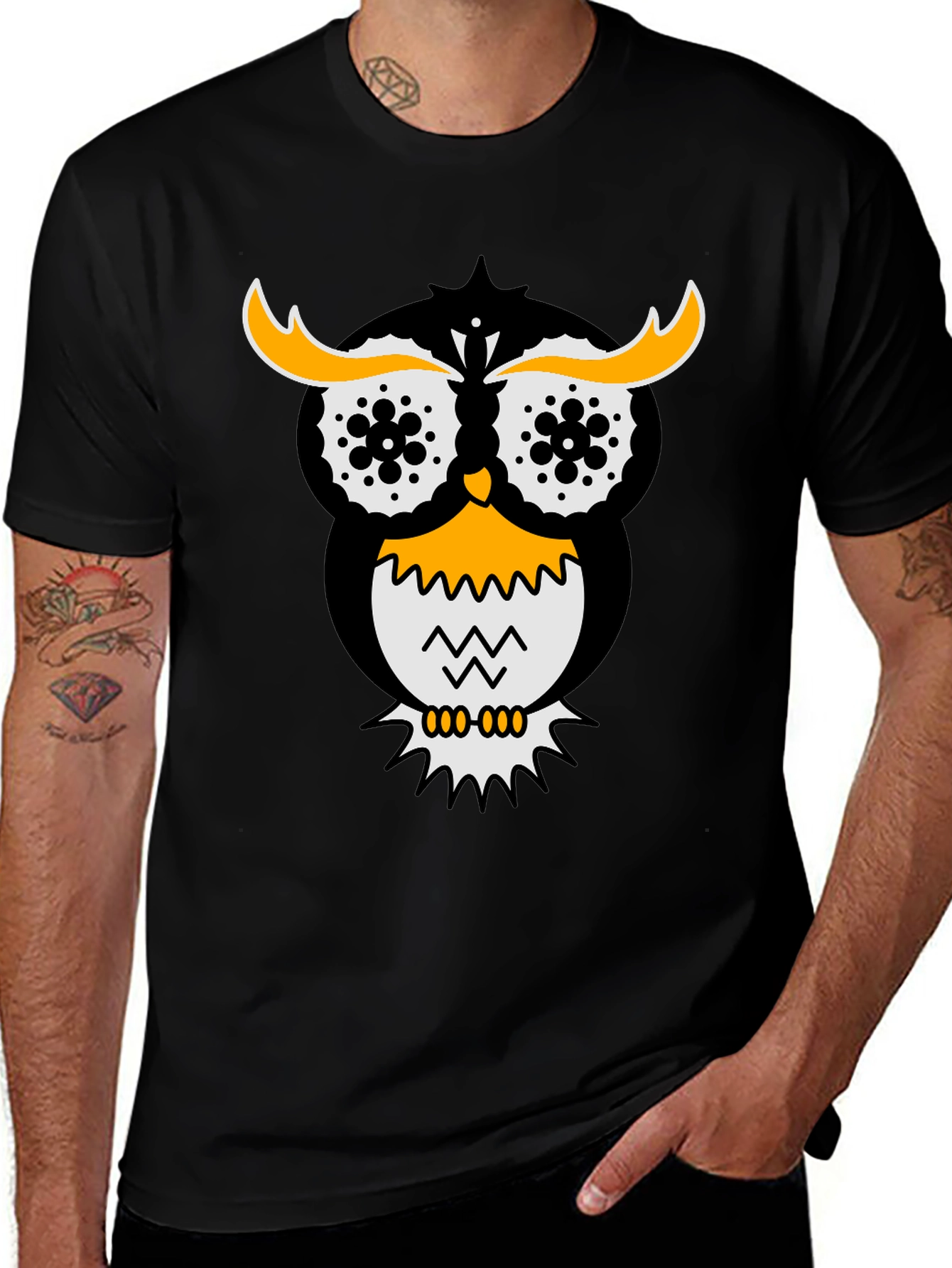 Variant 16 of Owl Graphic Tee - Stylish Black Cotton T-Shirt