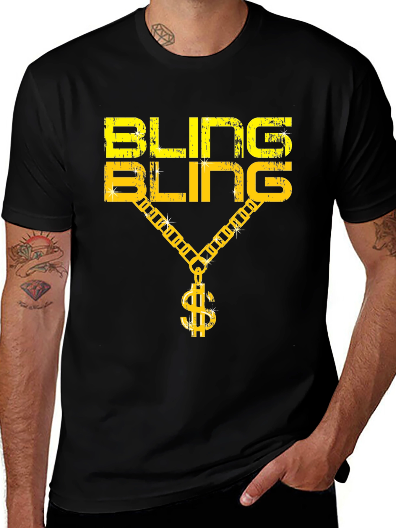 Variant 26 of Bling Bling Graphic Print Crew Neck T-Shirt