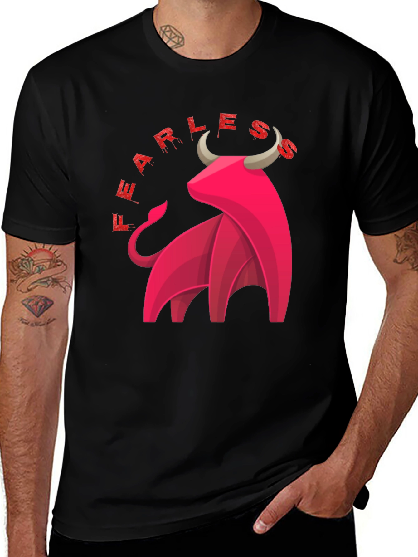 Variant 13 of Fearless Bull Graphic Tee - Modern Style