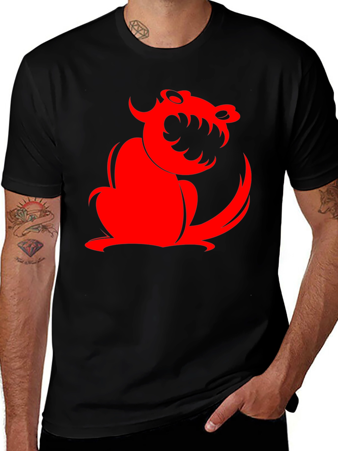 Black T-Shirt with Red Monster Graphic