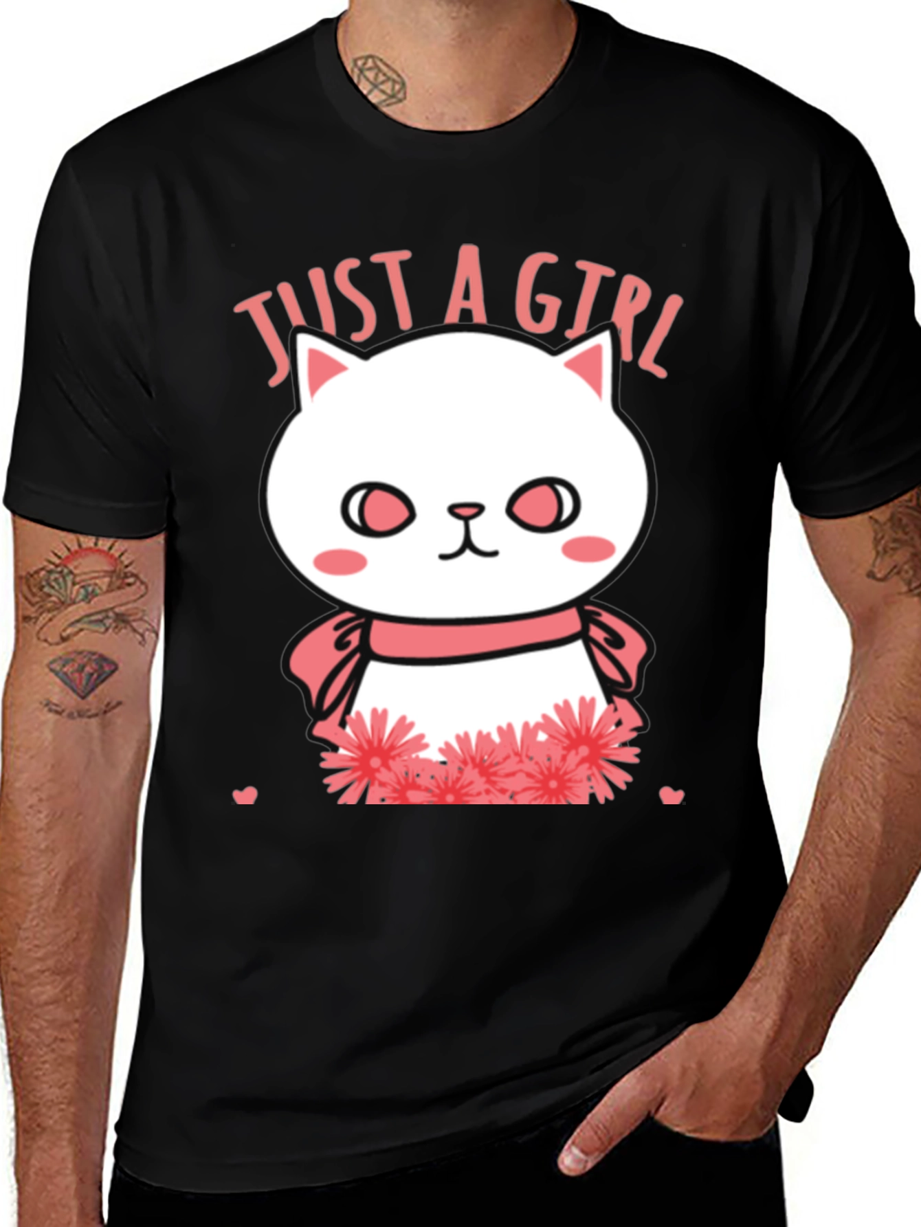Variant 7 of Just A Girl Cat Lover Graphic Tee - Black