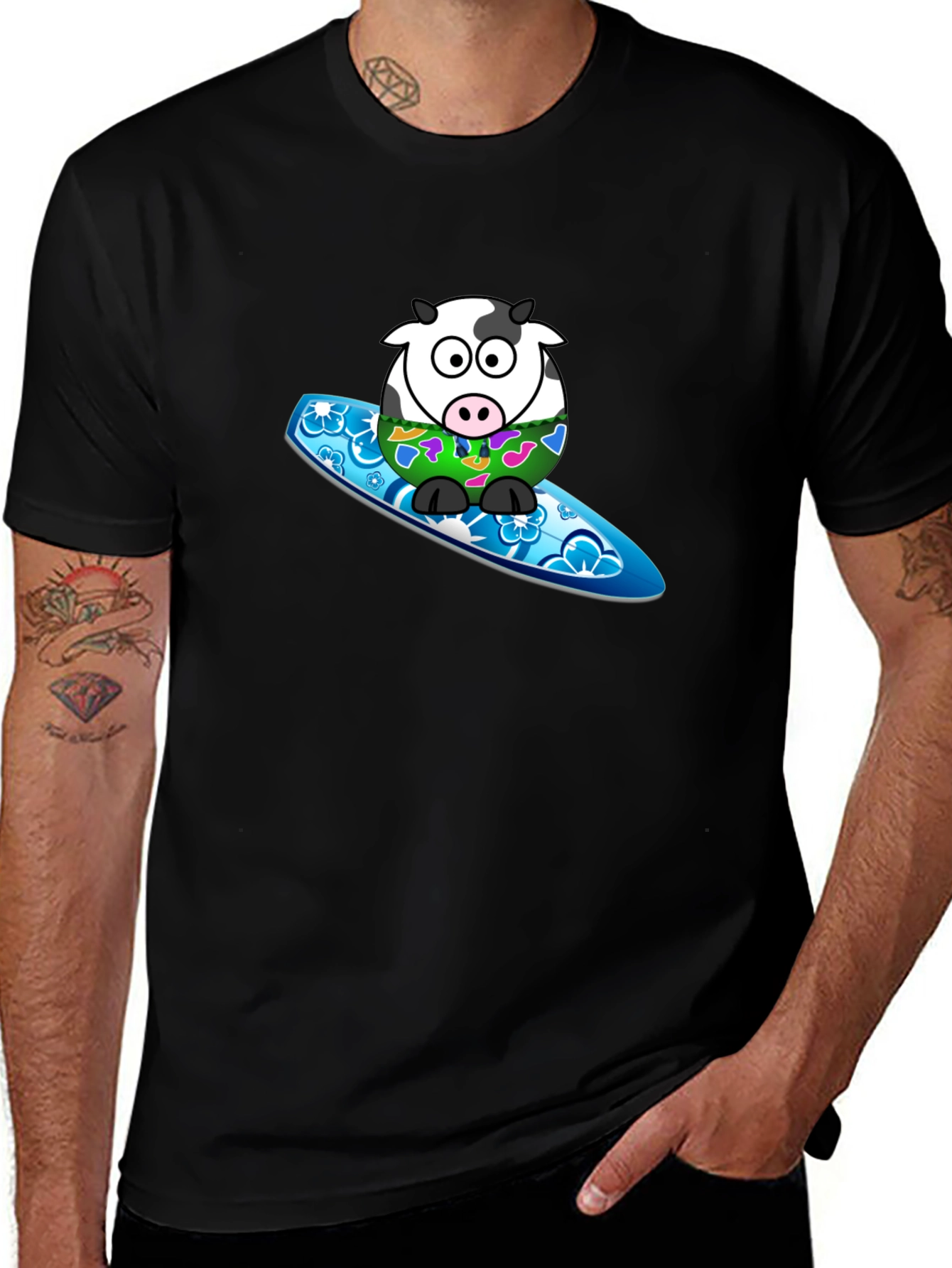 Variant 11 of Surfing Cow Graphic T-Shirt