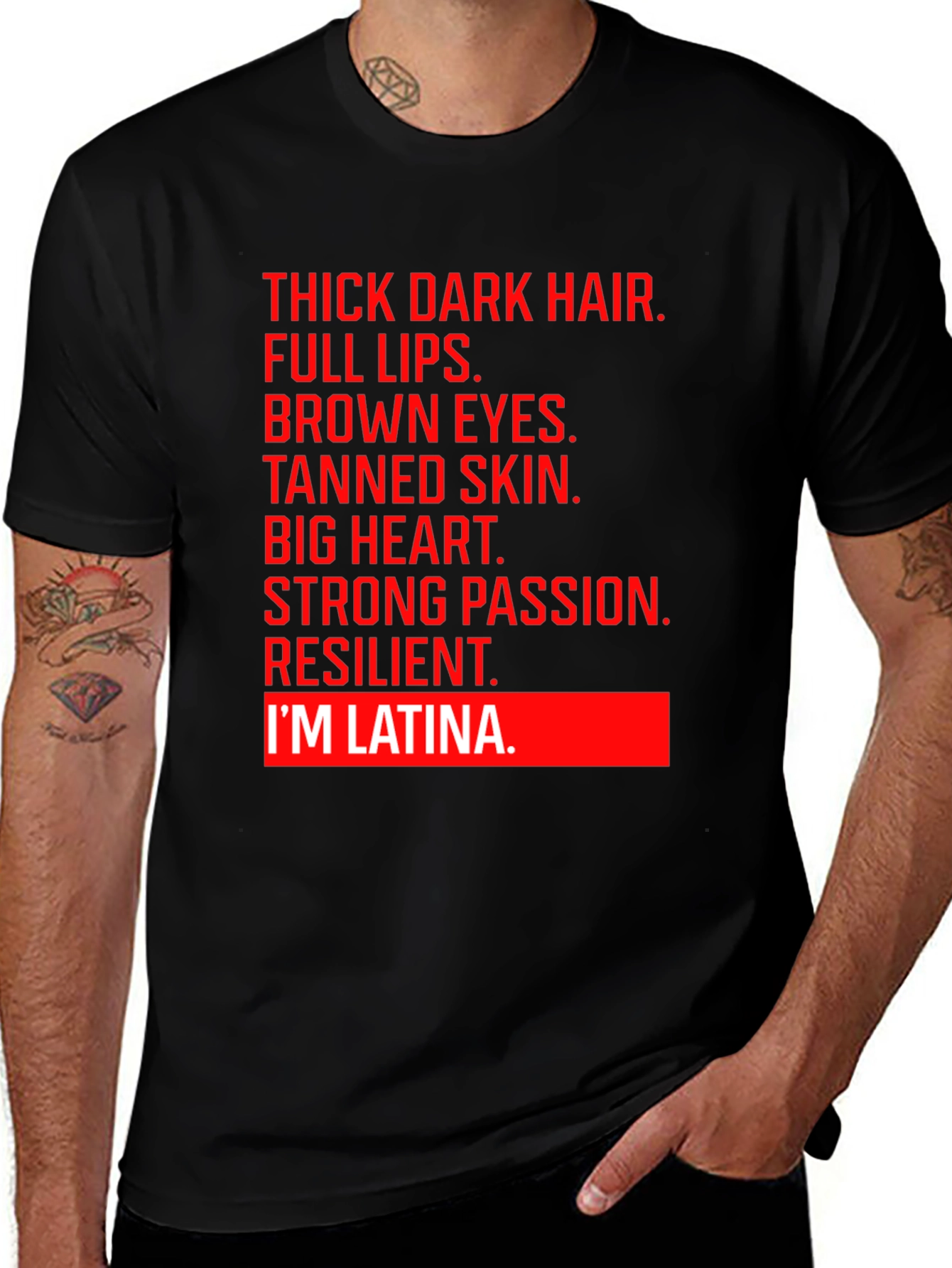 I'm Latina T-Shirt - Black, Red Lettering