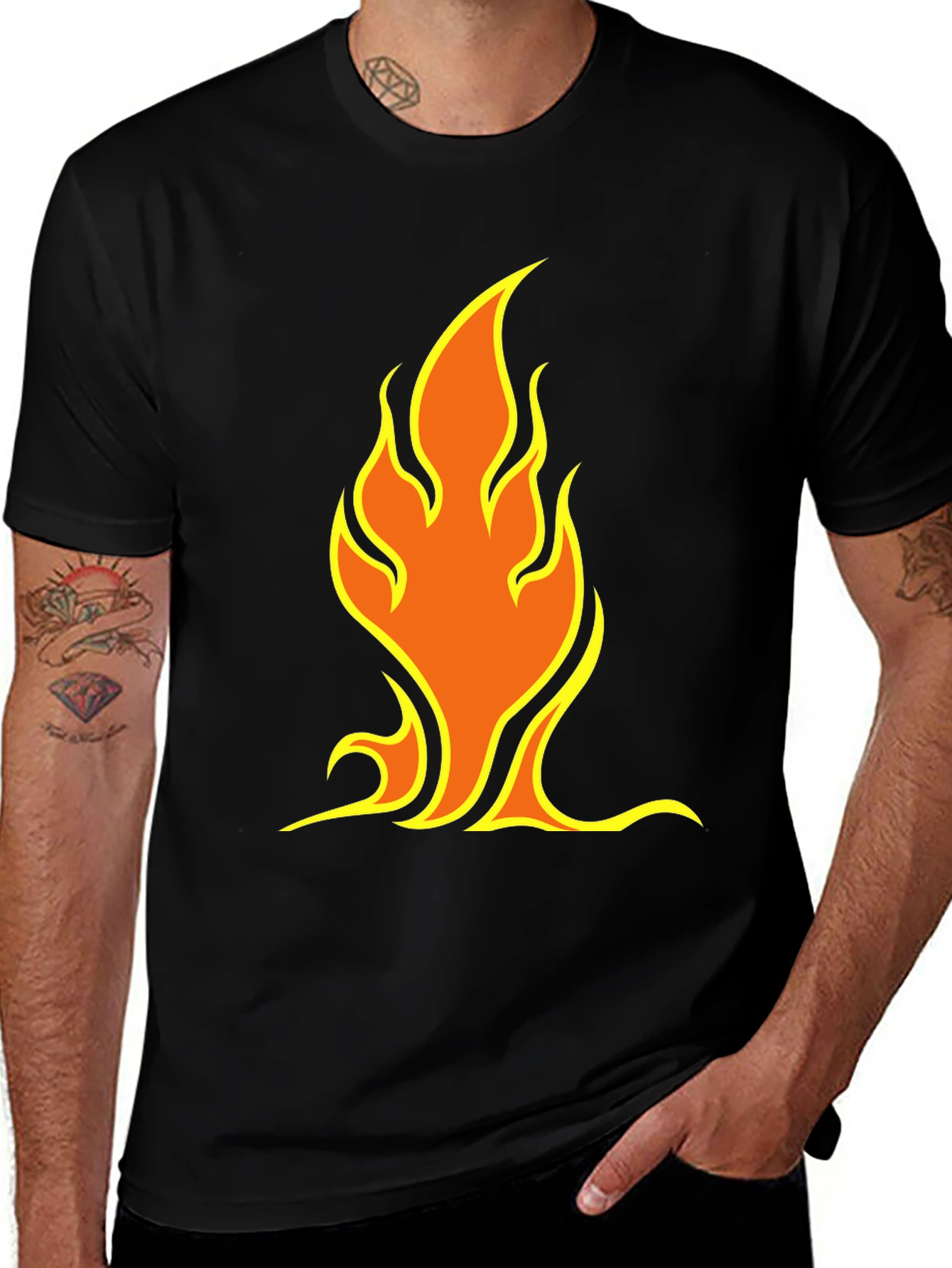 Variant 9 of Flame Graphic Tee - Black Short Sleeve Shirt