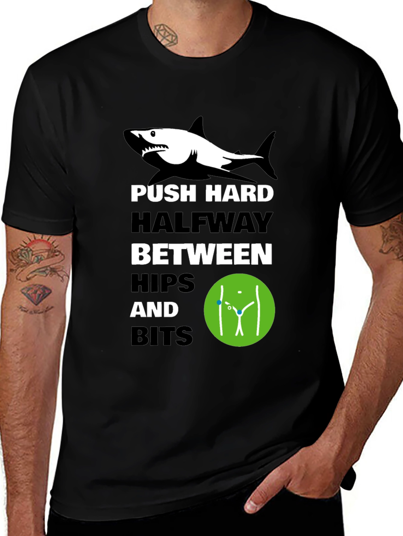 Variant 17 of Push Hard Funny Black T-Shirt