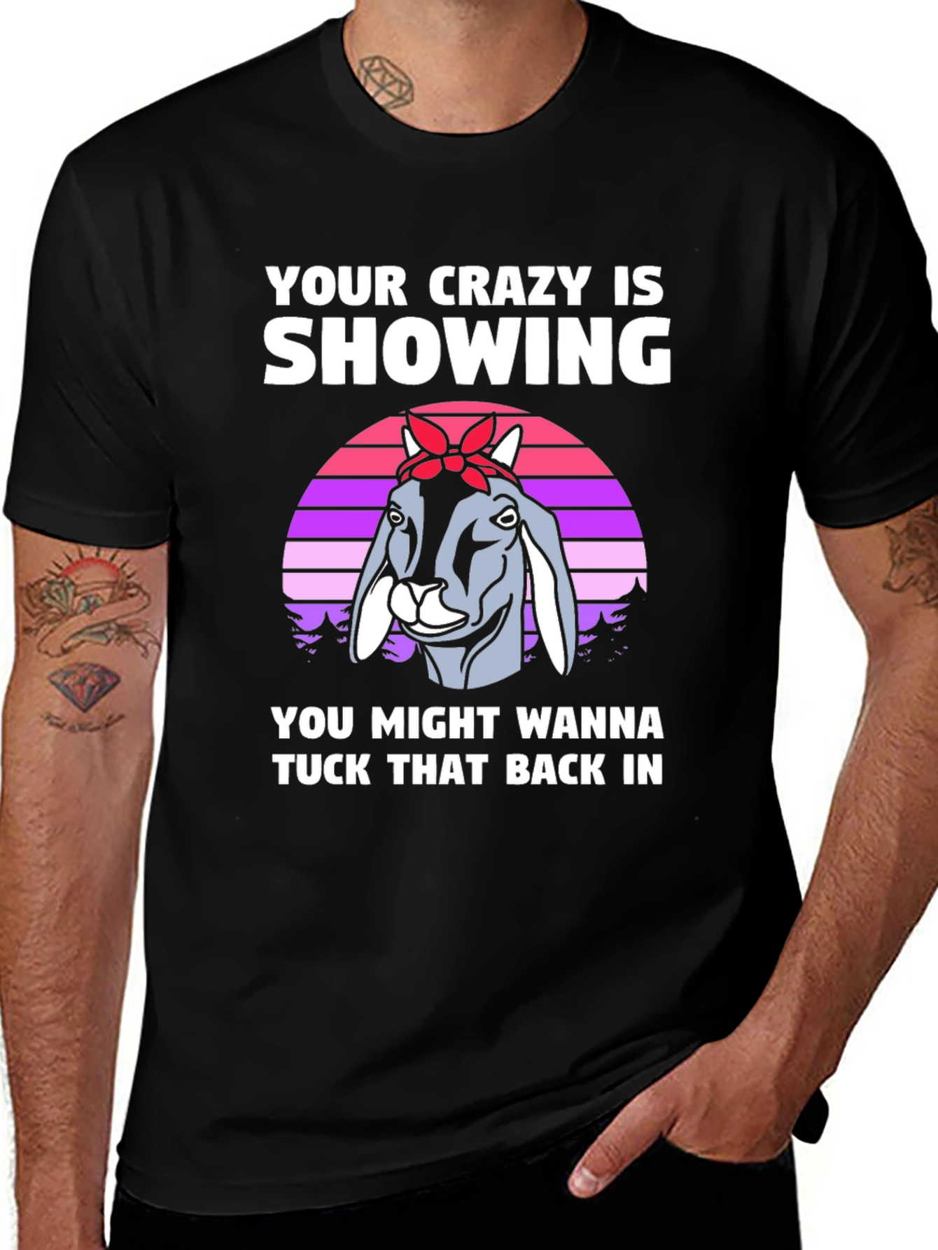 Variant 19 of Crazy Goat Graphic Tee - Tuck That Back In