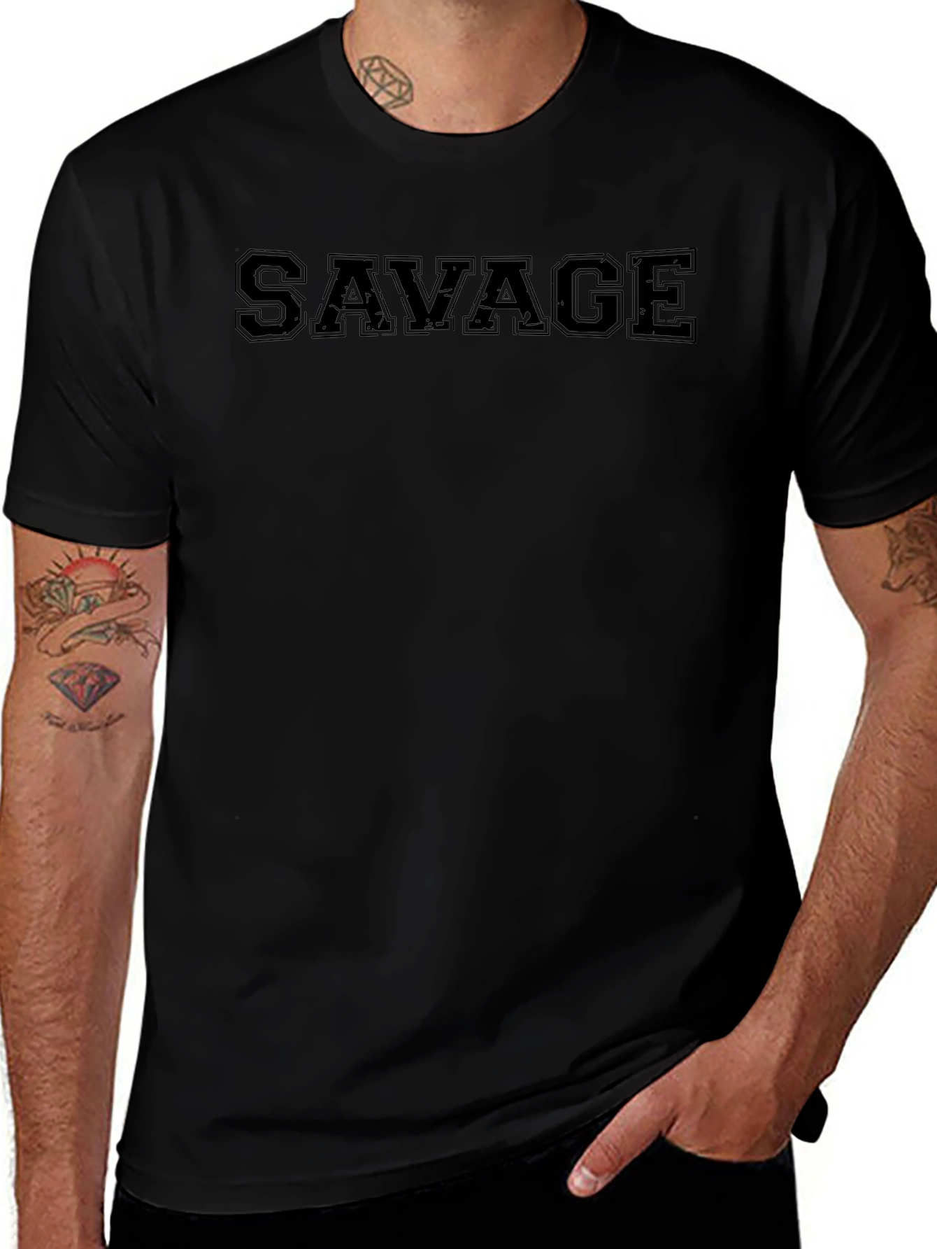 Variant 4 of Savage Graphic Print Men's Black T-Shirt