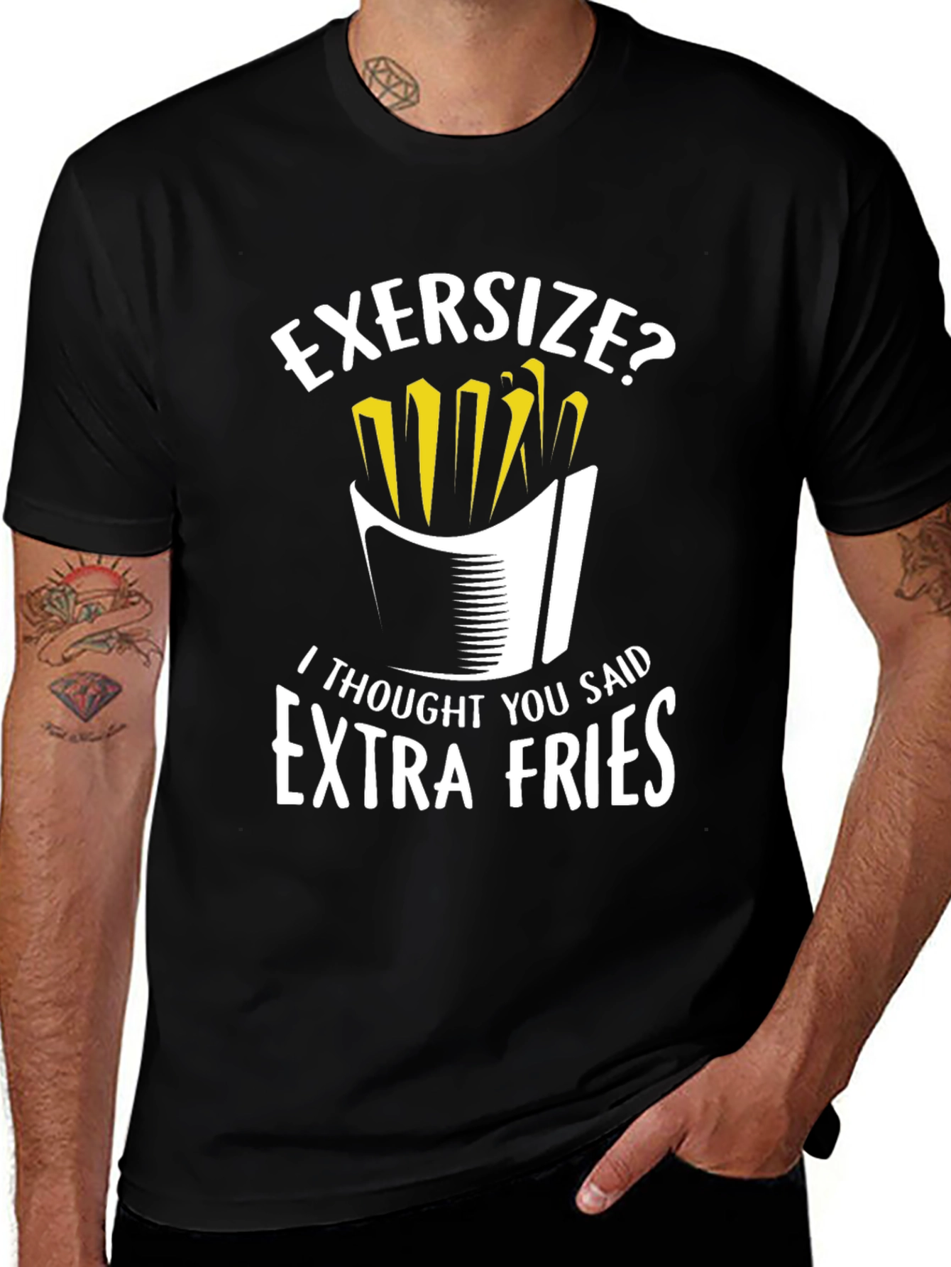 Variant 22 of Funny 'Extra Fries' Graphic T-Shirt