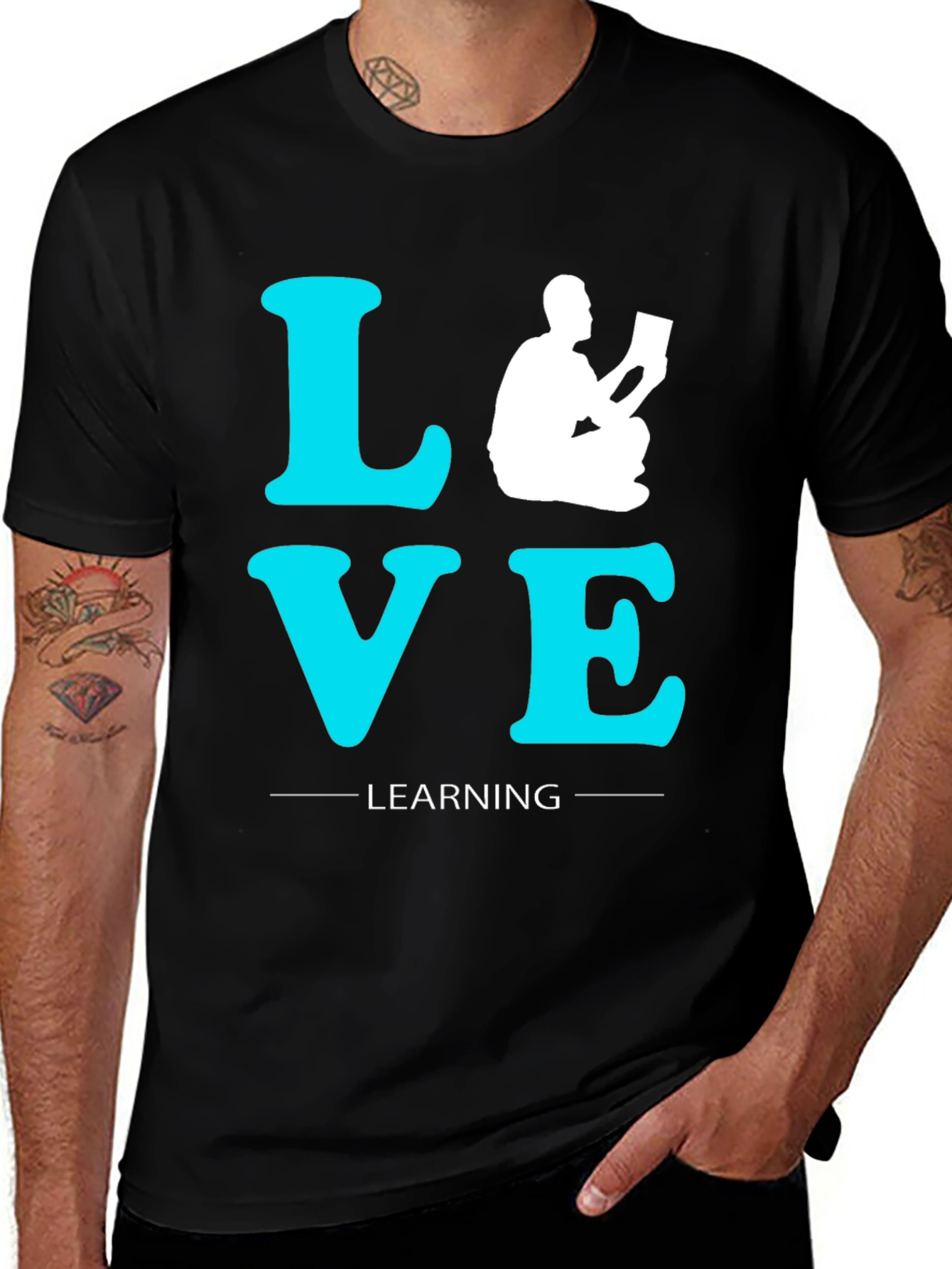 Variant 11 of Love Learning Graphic T-Shirt - Black