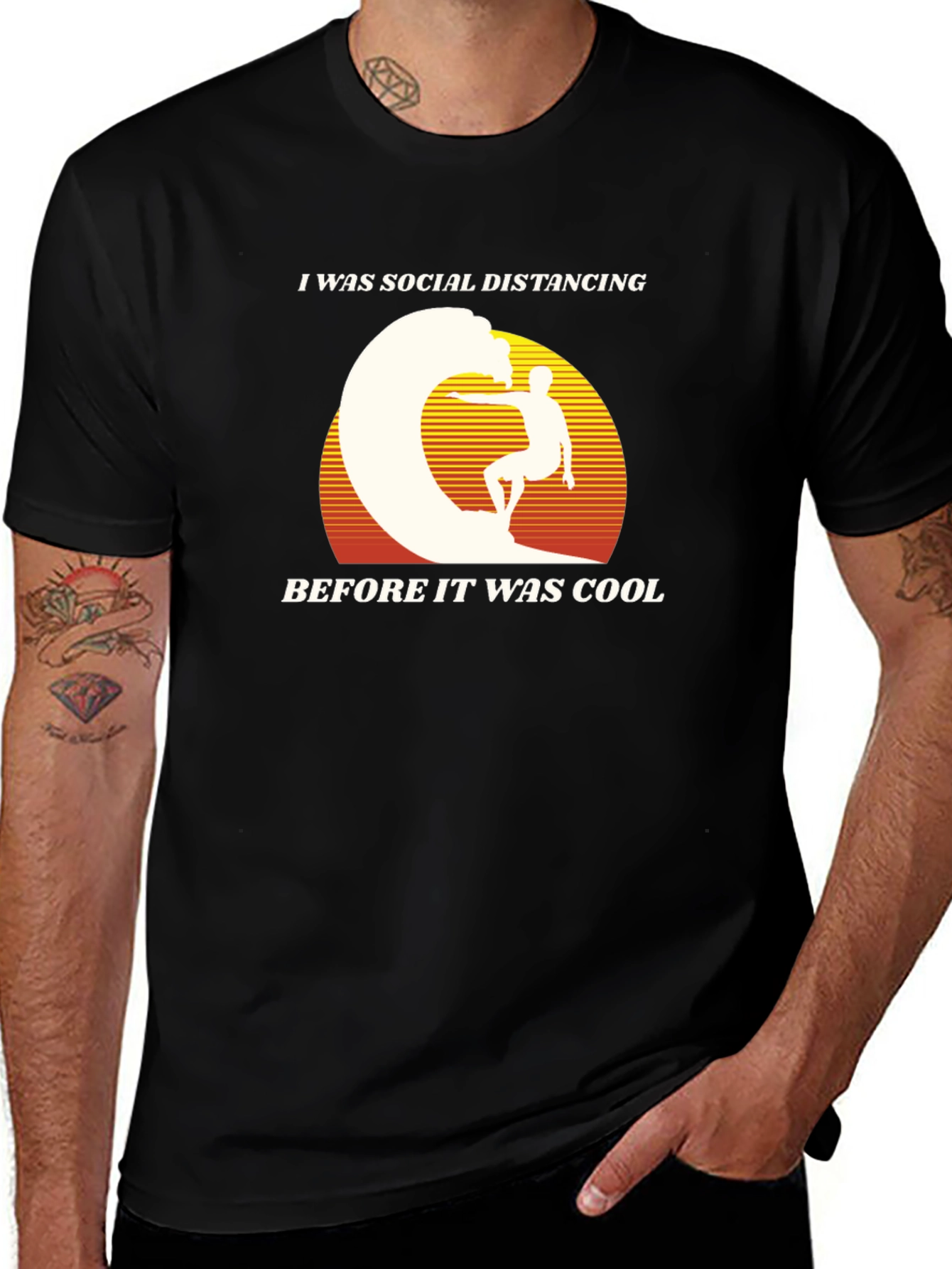 Variant 25 of Social Distancing Surfer Graphic Tee - Retro Cool!