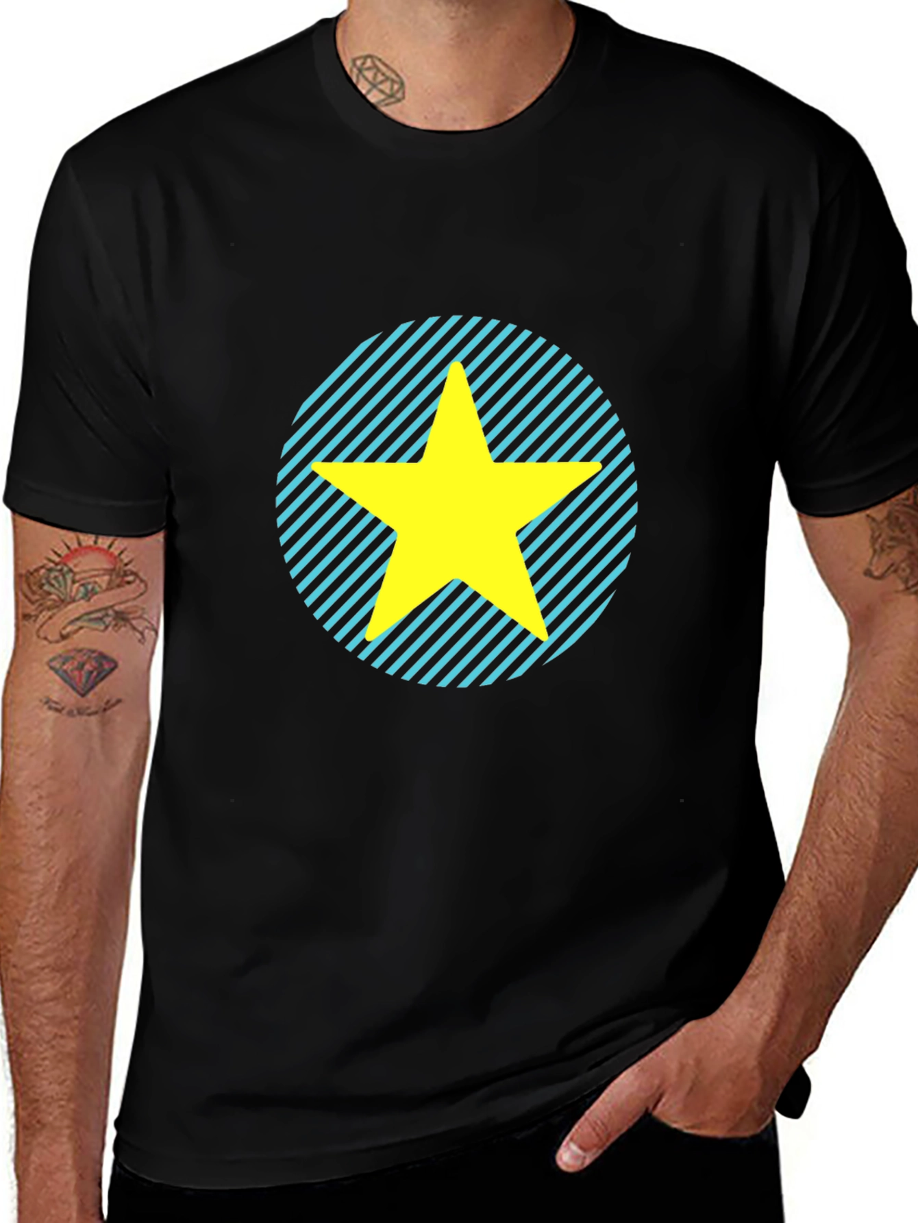Variant 28 of Star Graphic Tee - Casual Black T-Shirt