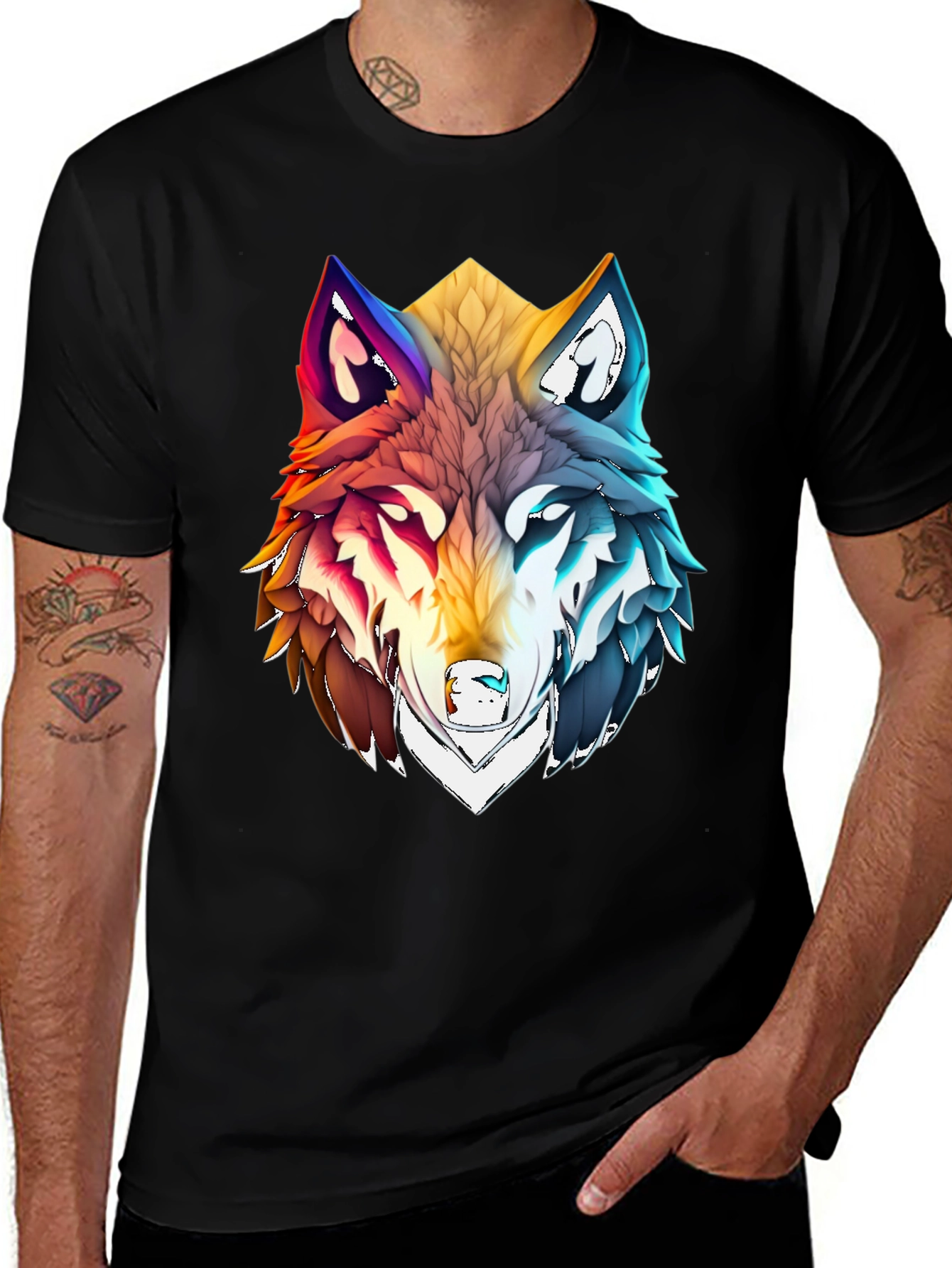 Variant 22 of Vibrant Wolf Graphic Tee - Bold Style