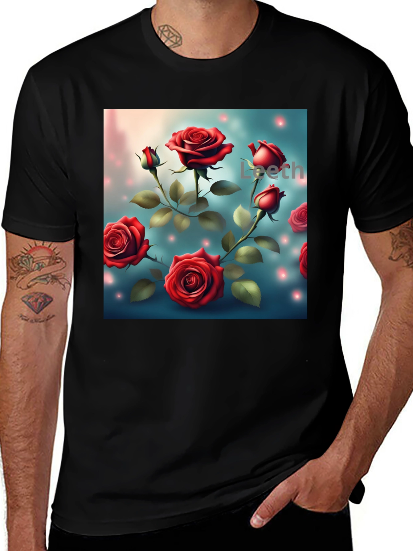 Variant 23 of Rose Print T-Shirt - Floral Graphic Tee