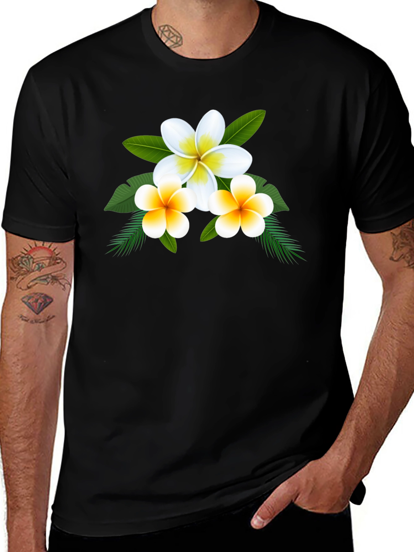 Variant 23 of Floral Plumeria Graphic Tee - Soft Cotton Blend