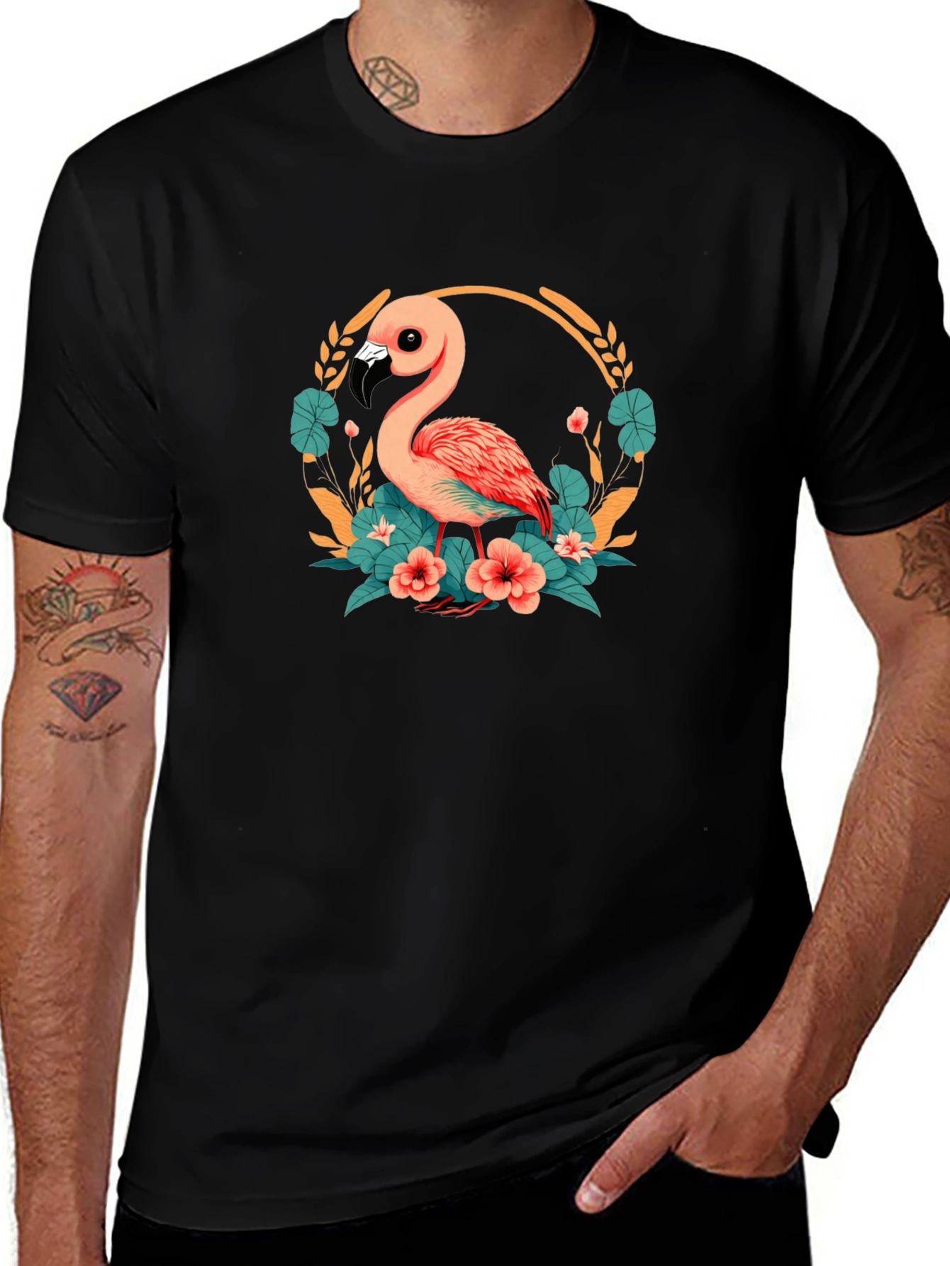 Variant 17 of Floral Flamingo Graphic Tee