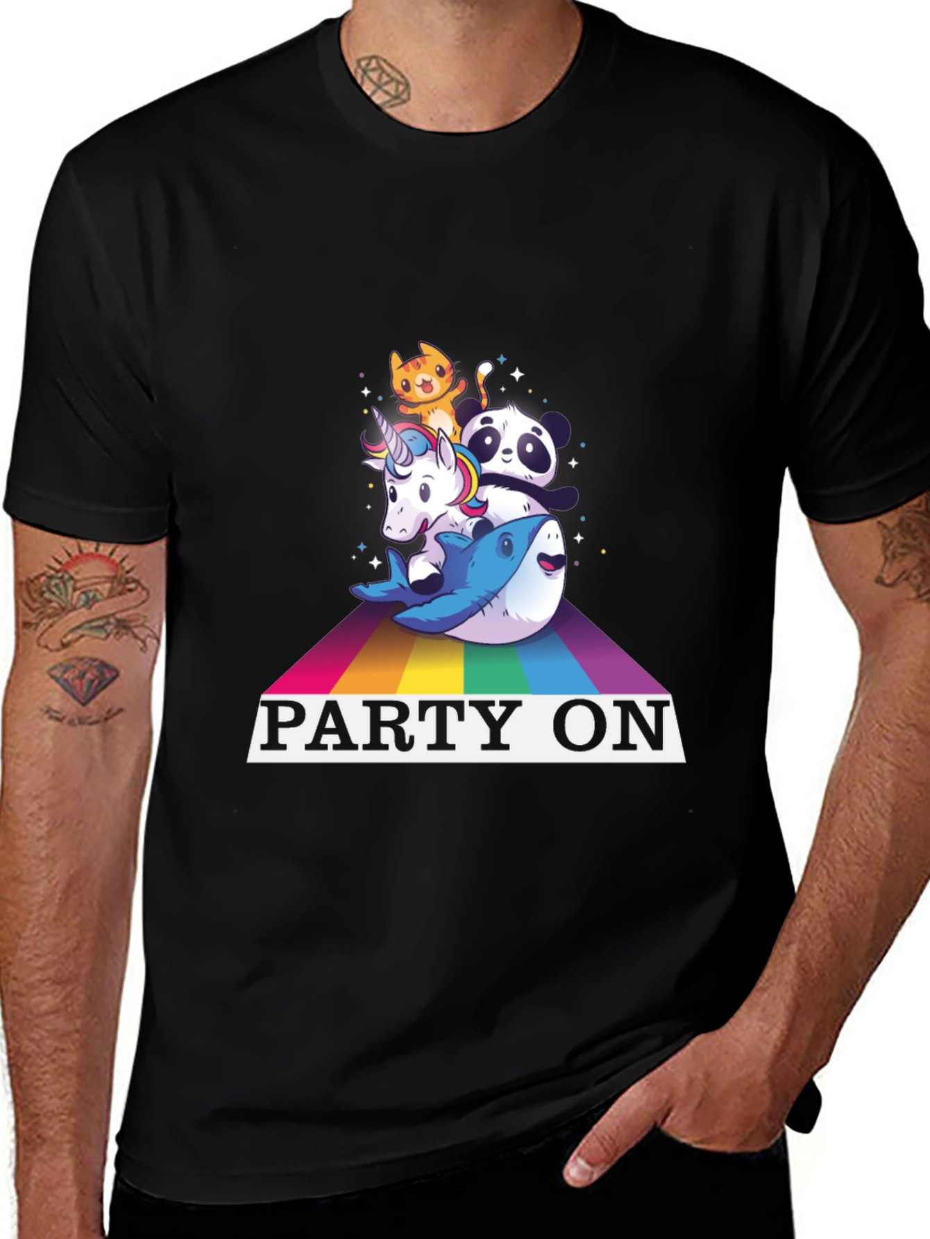 Variant 19 of Party On Rainbow Animal Stack T-Shirt