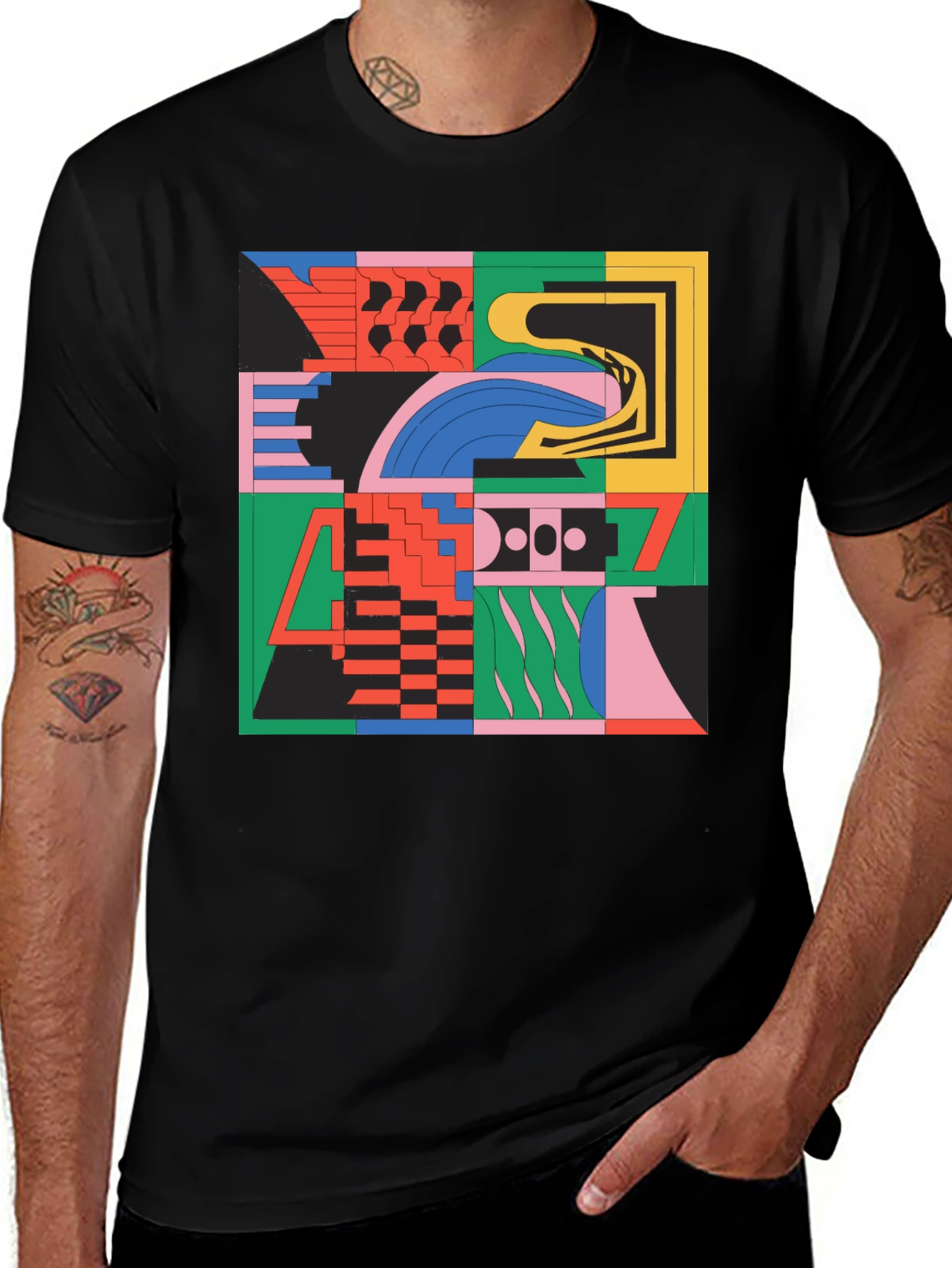 Variant 22 of Abstract Geometric Pattern Black T-Shirt