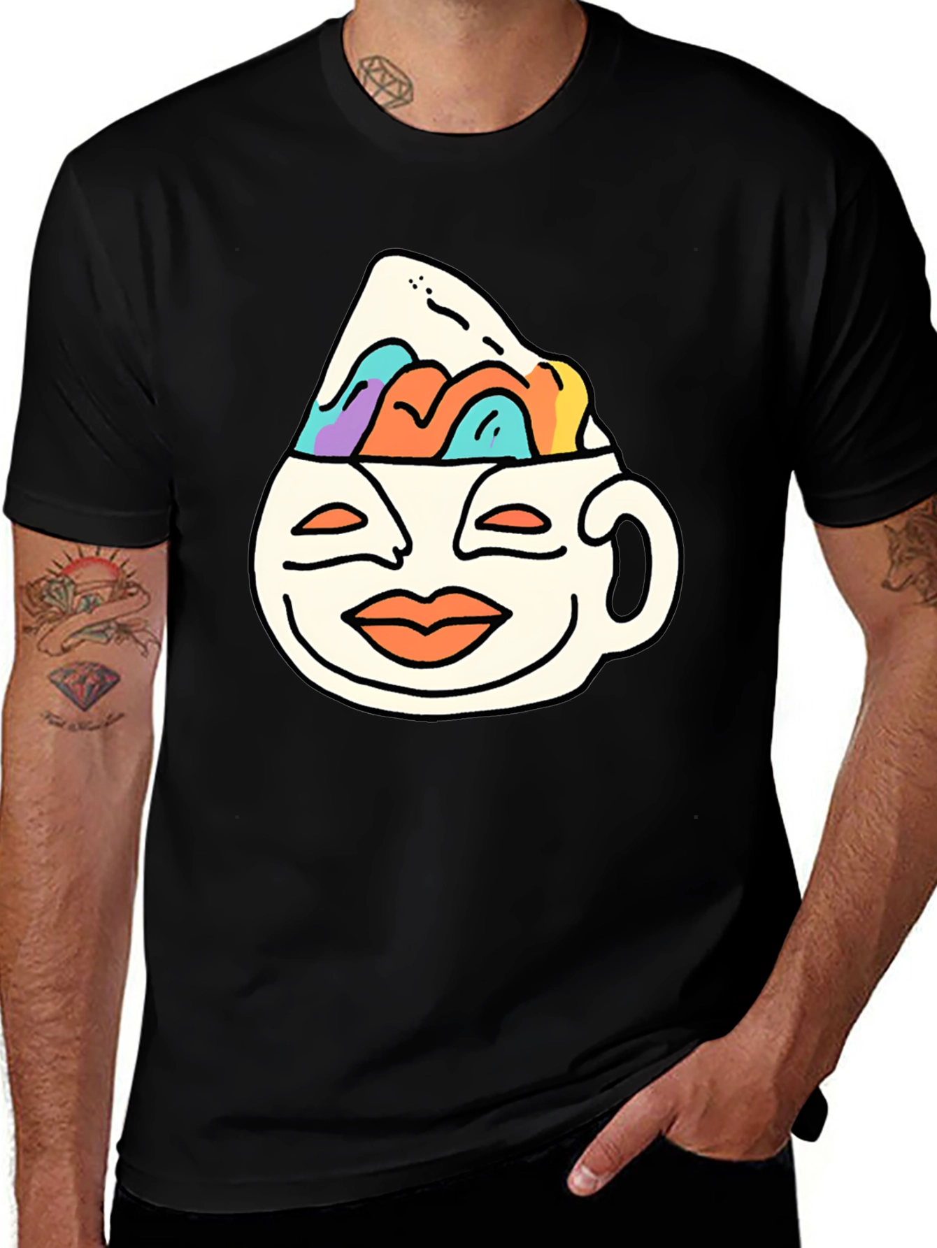 Variant 5 of Quirky Graphic Tee - Coffee Cup Mountain Design