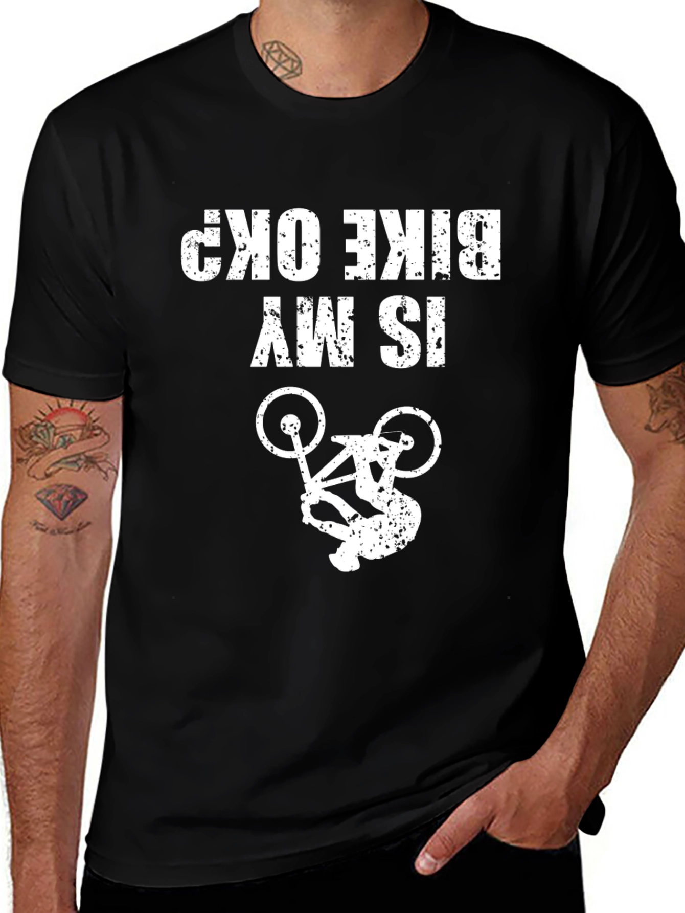 Variant 21 of Funny "Is My Bike OK?" Graphic T-Shirt