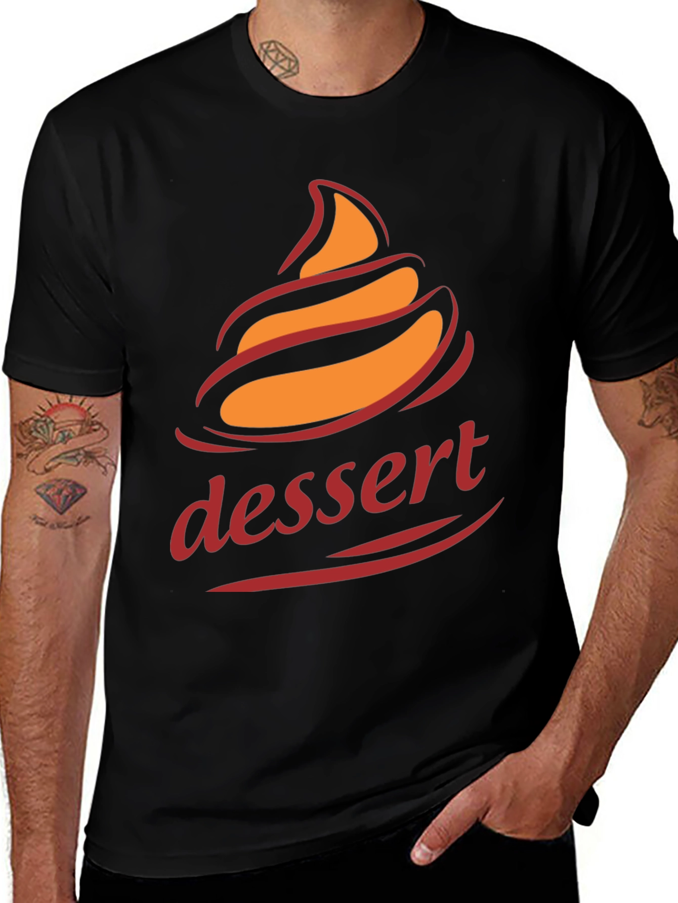 Variant 2 of Dessert Swirl Graphic Tee - Trendy Black T-Shirt
