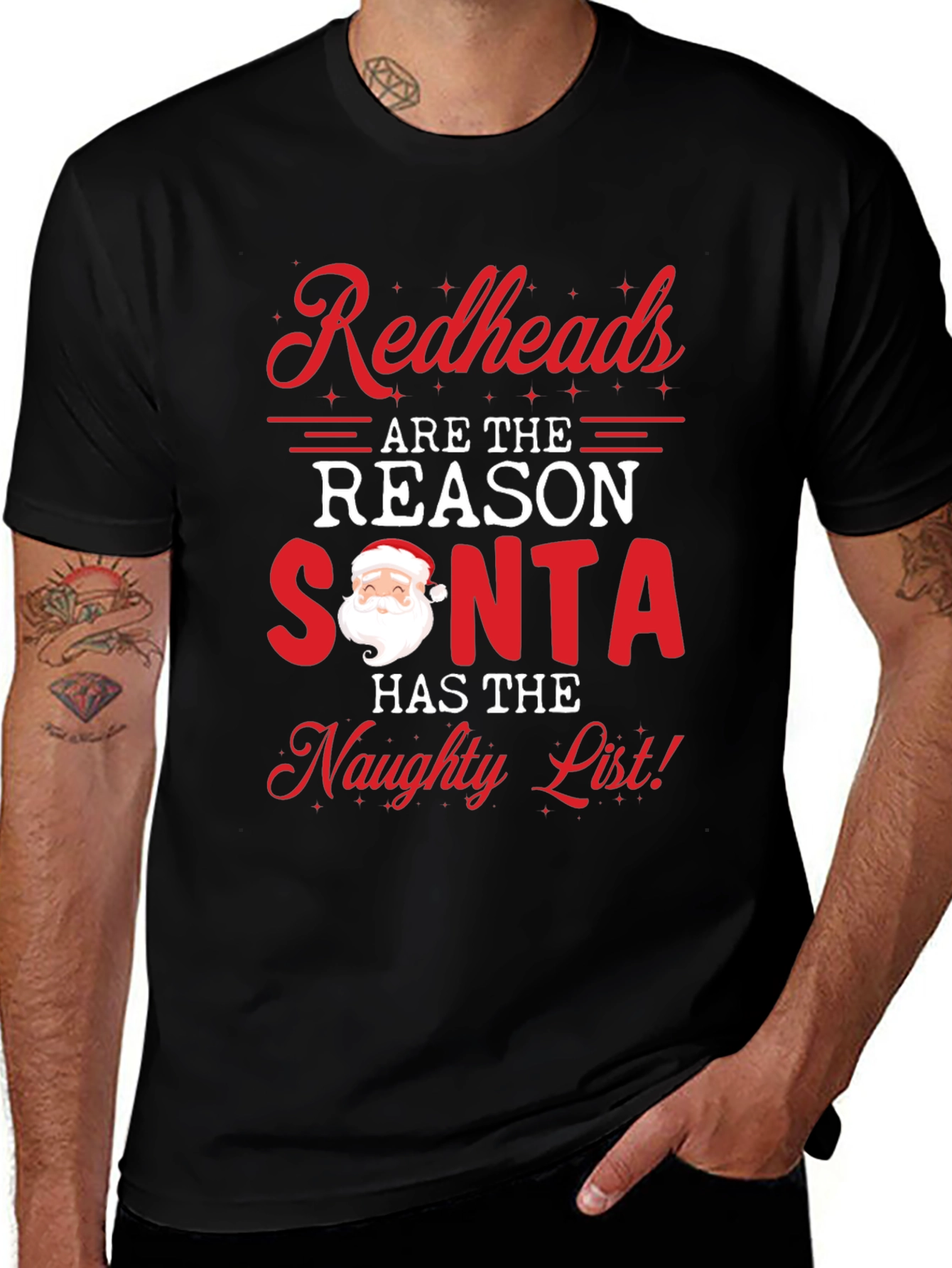 Variant 22 of Redheads Reason for Santa's Naughty List Black Tee