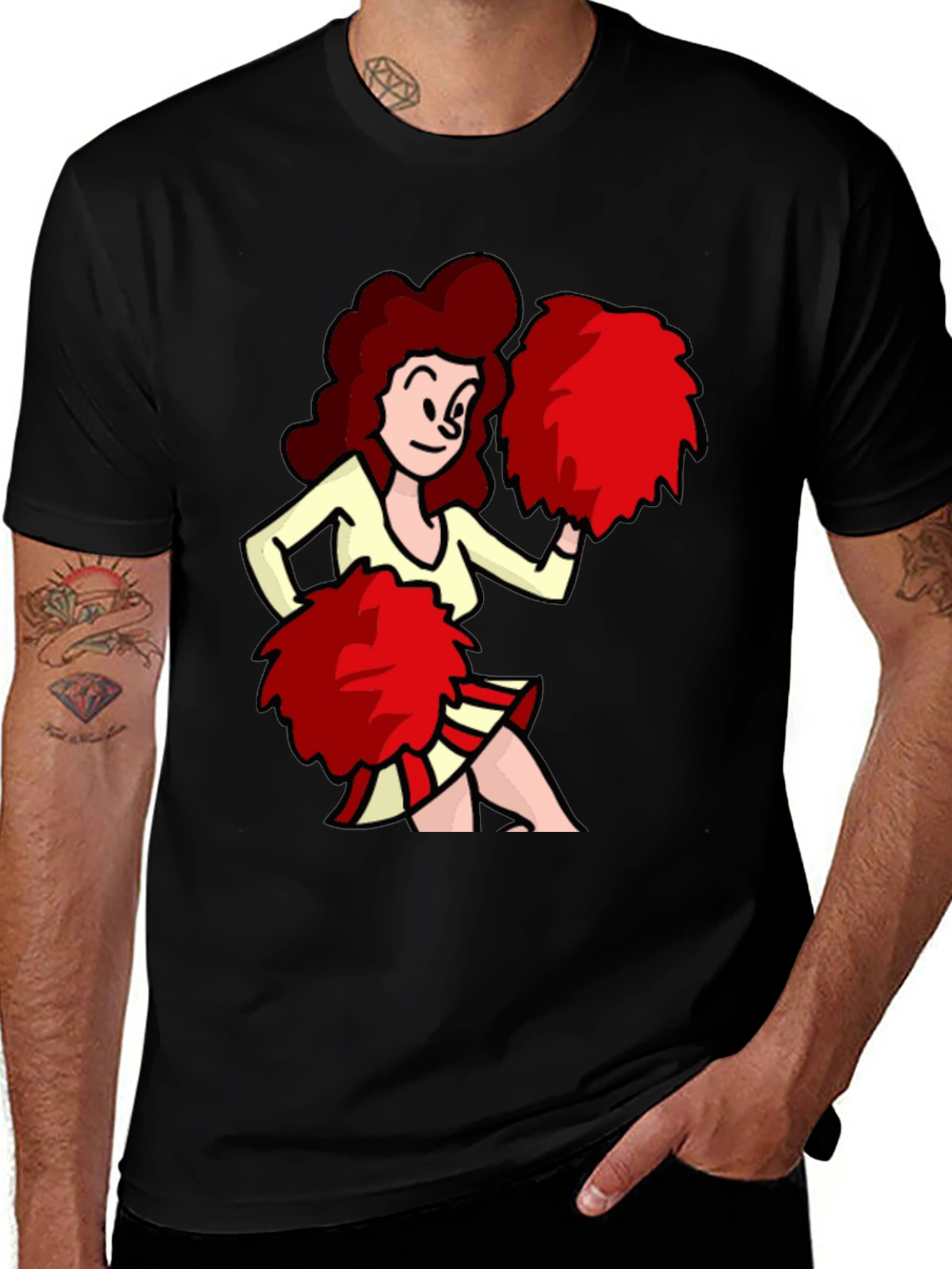 Cartoon Cheerleader Graphic T-Shirt