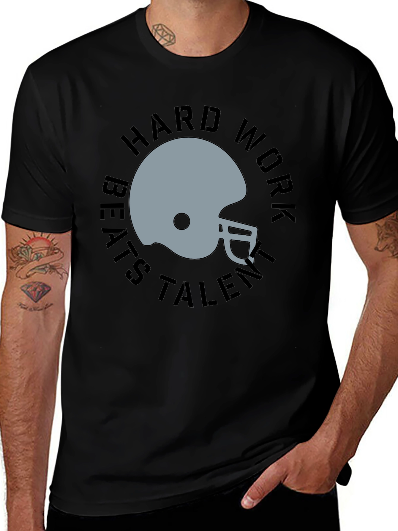 Variant 17 of Hard Work Beats Talent Football Helmet Graphic Tee