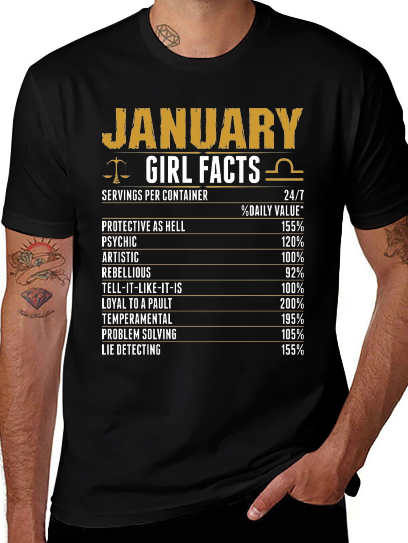 Variant 22 of January Girl Facts T-Shirt - Zodiac Birthday Gift