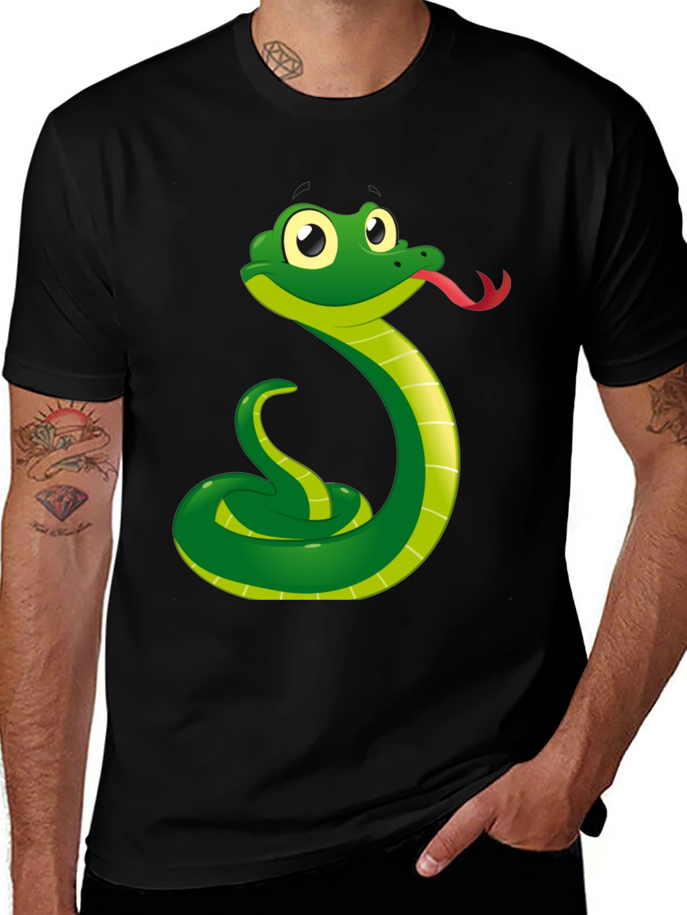 Variant 20 of Snake Graphic Tee - Black Cotton T-Shirt