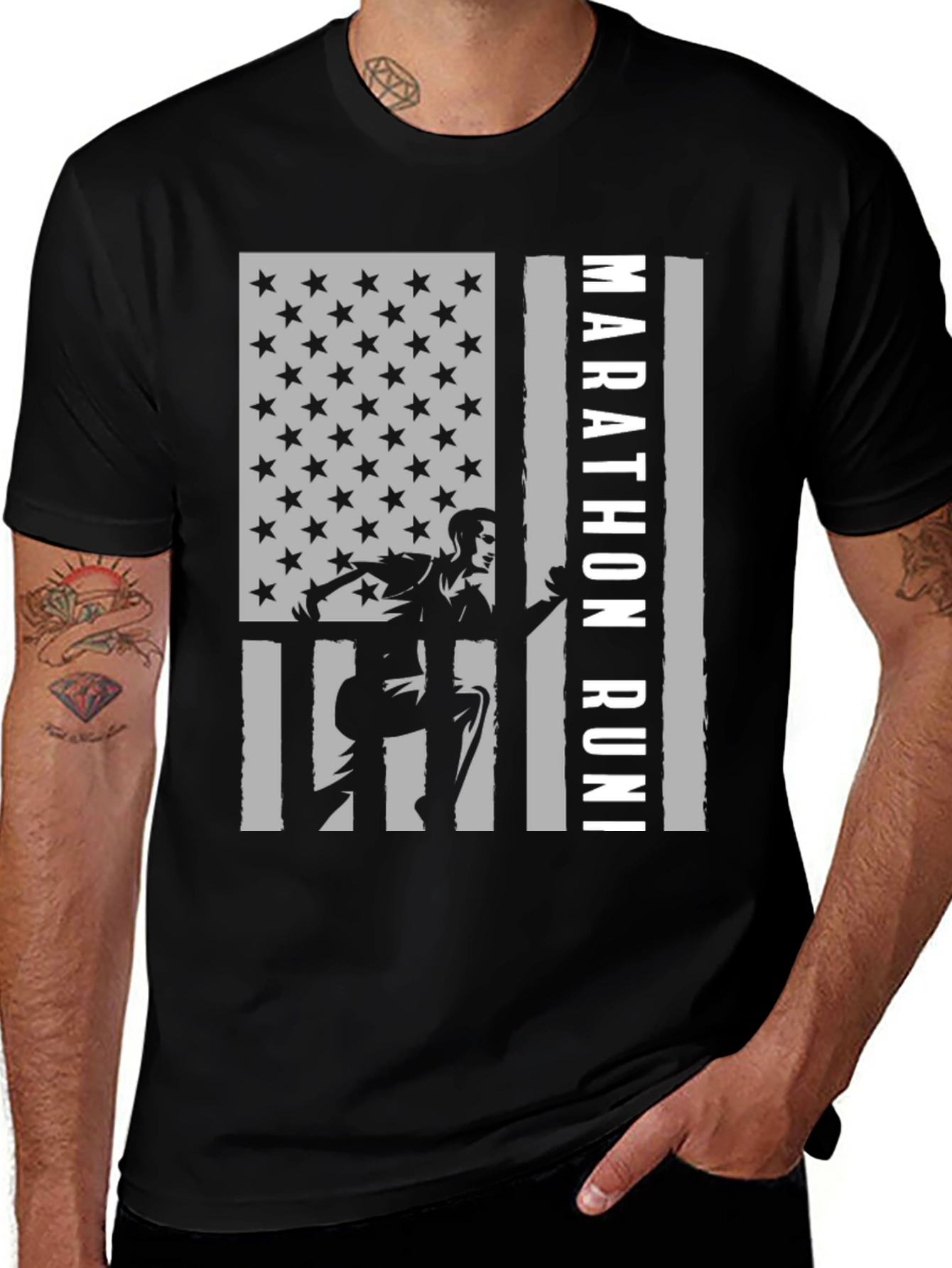 Variant 2 of Marathon Runner US Flag Graphic Tee
