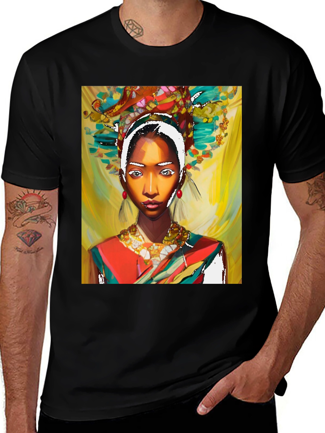 Variant 8 of Artistic Woman Graphic Black T-Shirt