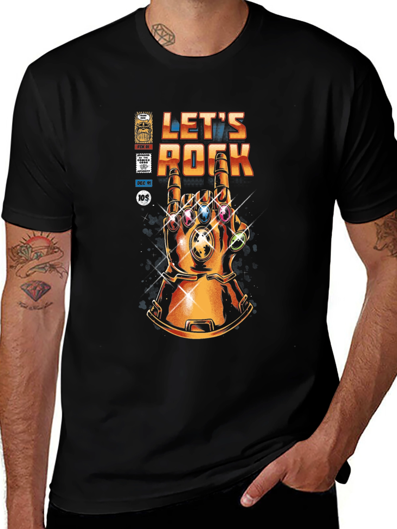 Variant 25 of Let's Rock Infinity Gauntlet T-Shirt