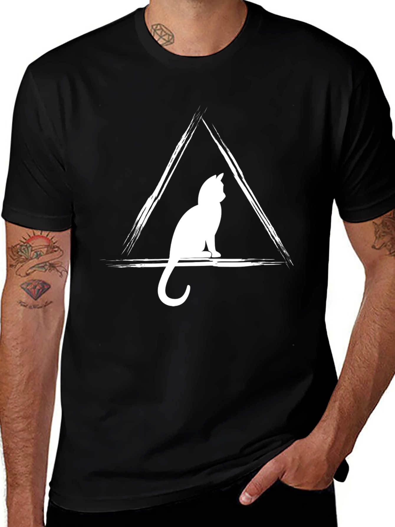 Variant 23 of Cat Triangle Graphic Print T-Shirt